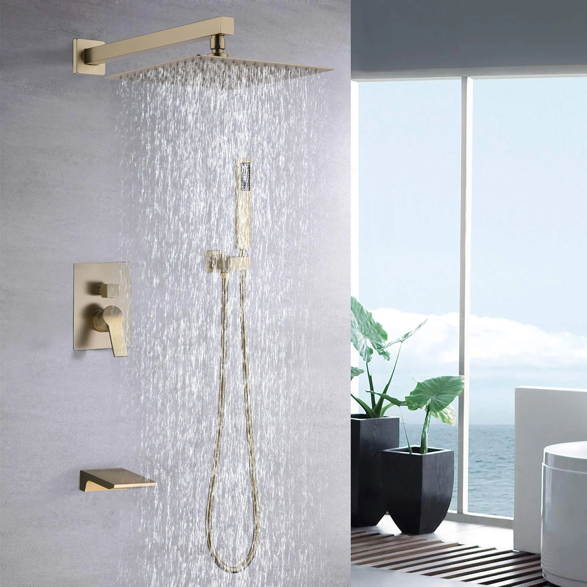 Modern 10" Wall Mounted Rainfall Shower Head System - Image 7