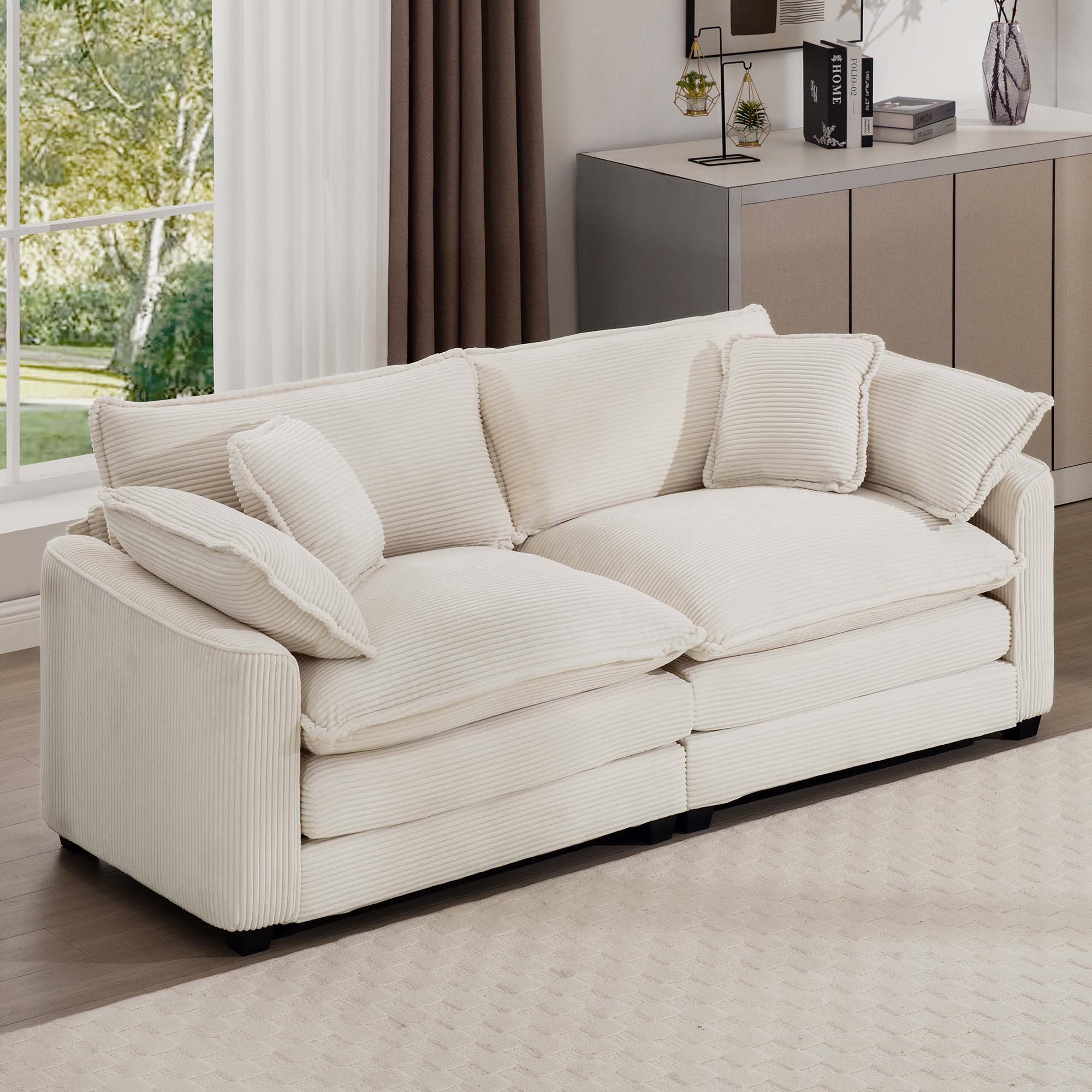 Modern 2 Seater With 4 Pillows, Upholstered Deep Seating Loveseat - Image 30
