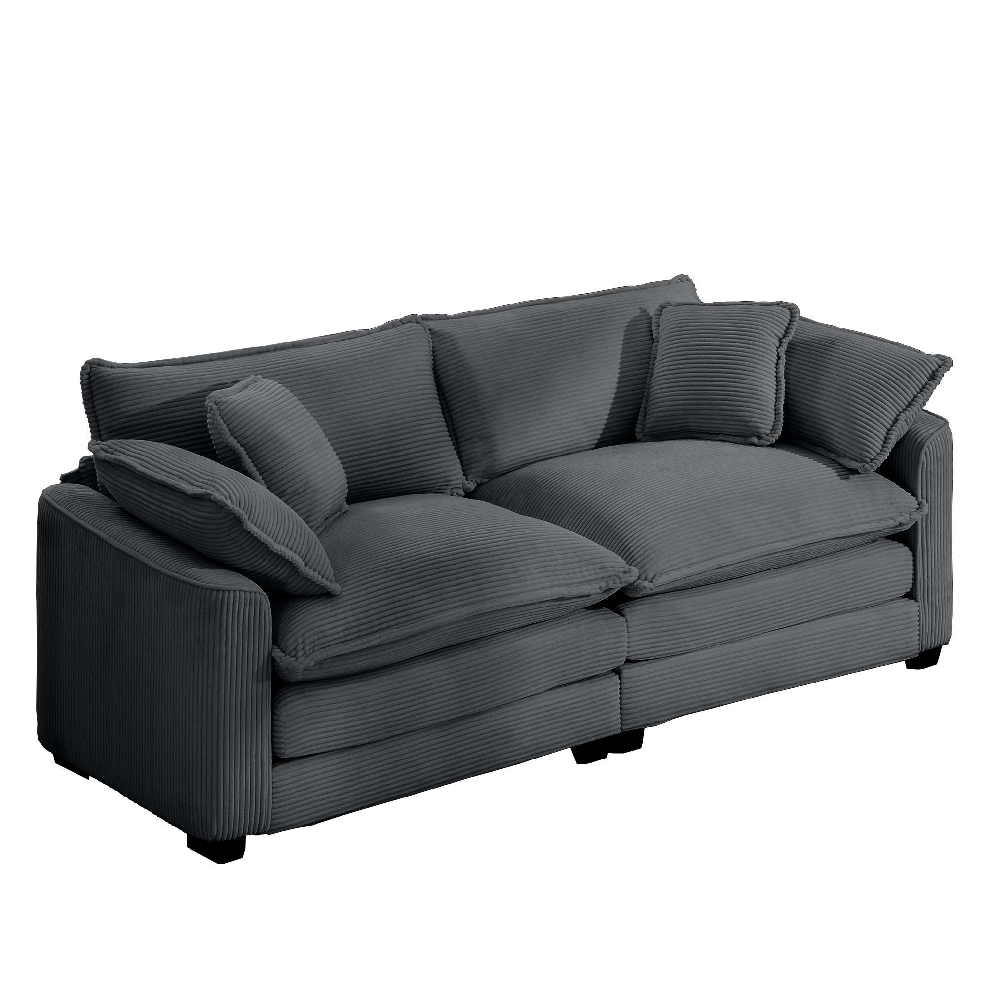 Modern 2 Seater With 4 Pillows, Upholstered Deep Seating Loveseat - Image 7