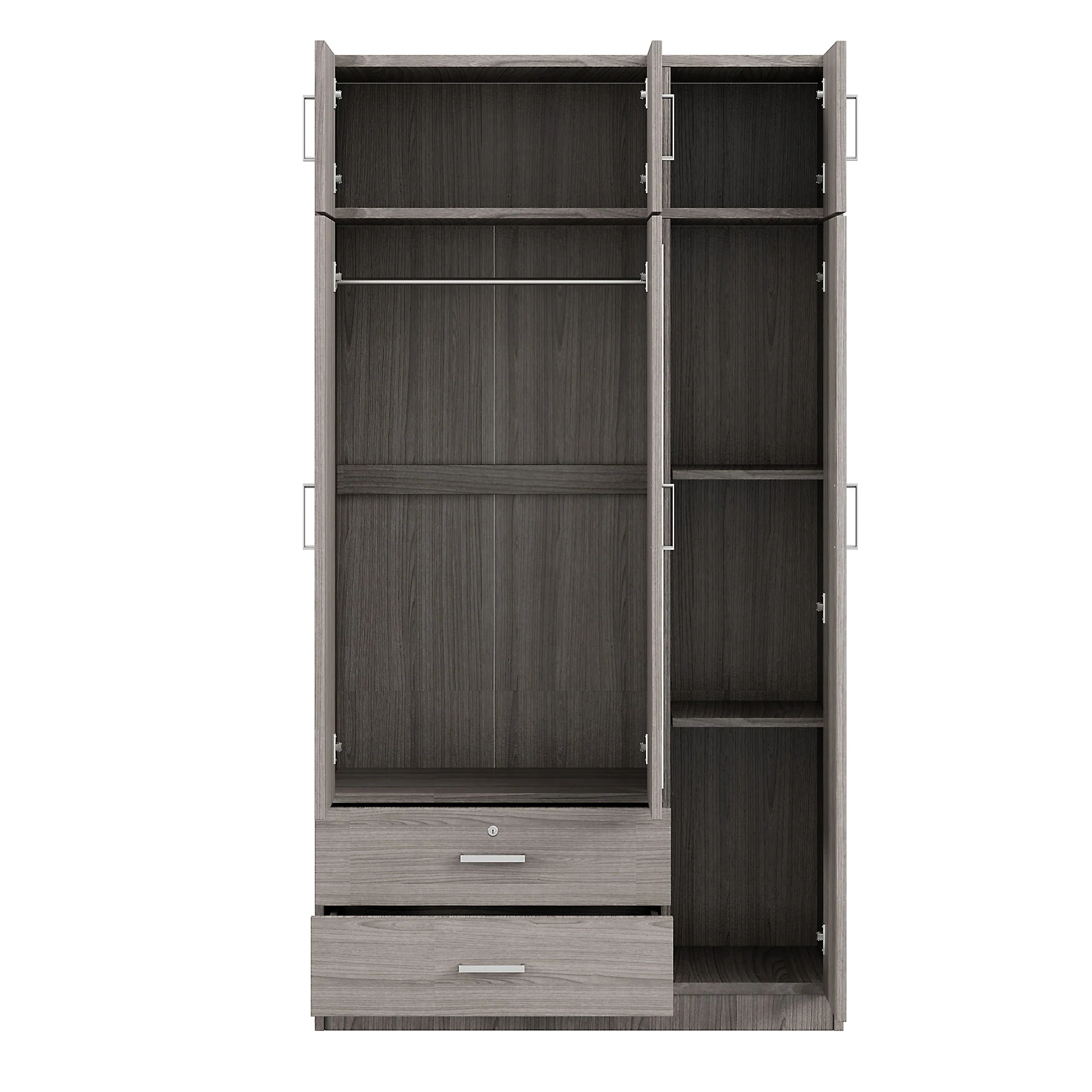 Modern 3 Door Mirror Wardrobe With 2 Drawers And Top Cabinet - Image 16