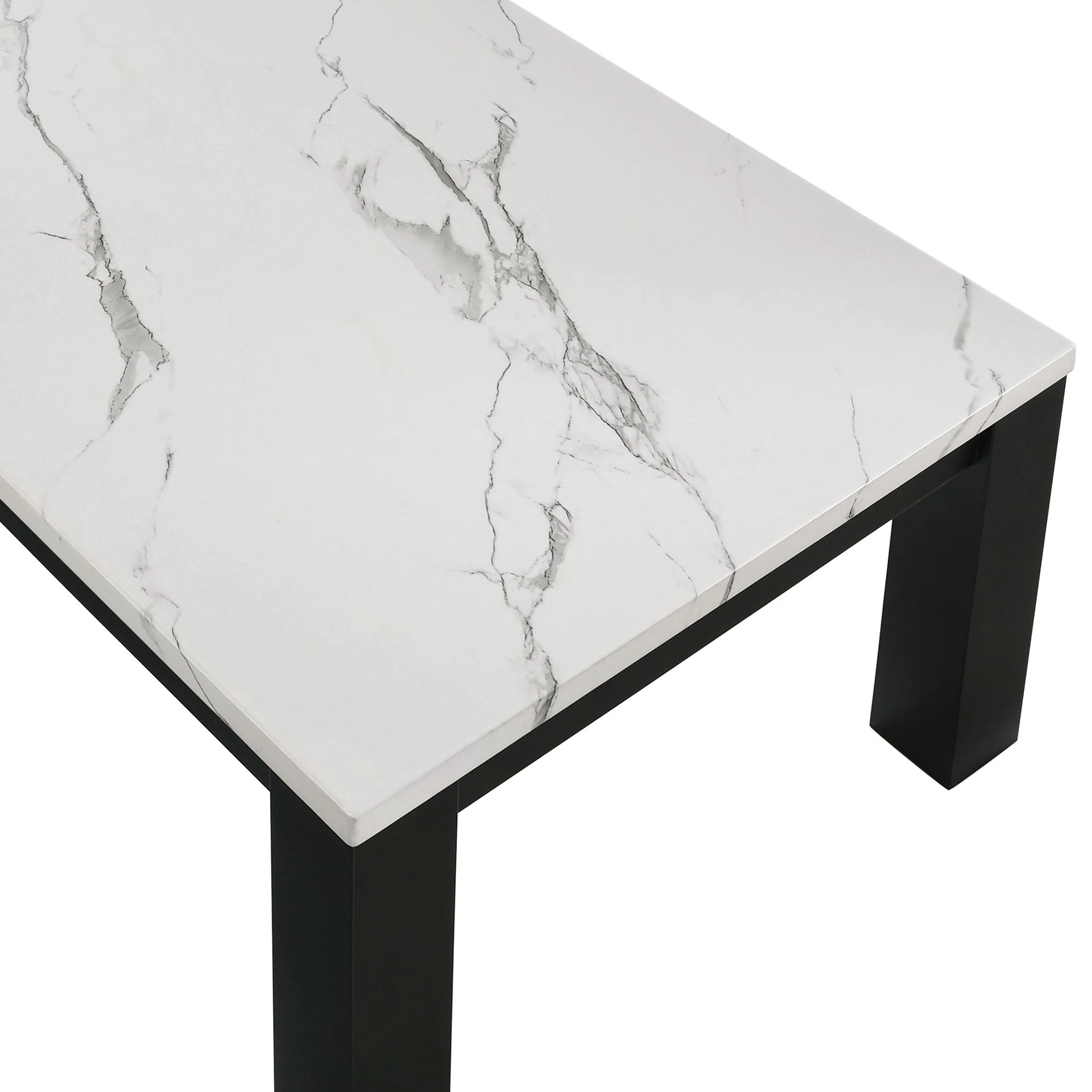 Modern 3 Piece Living Room Table Set With Faux Marble Top Wooden - Black / White - Image 3