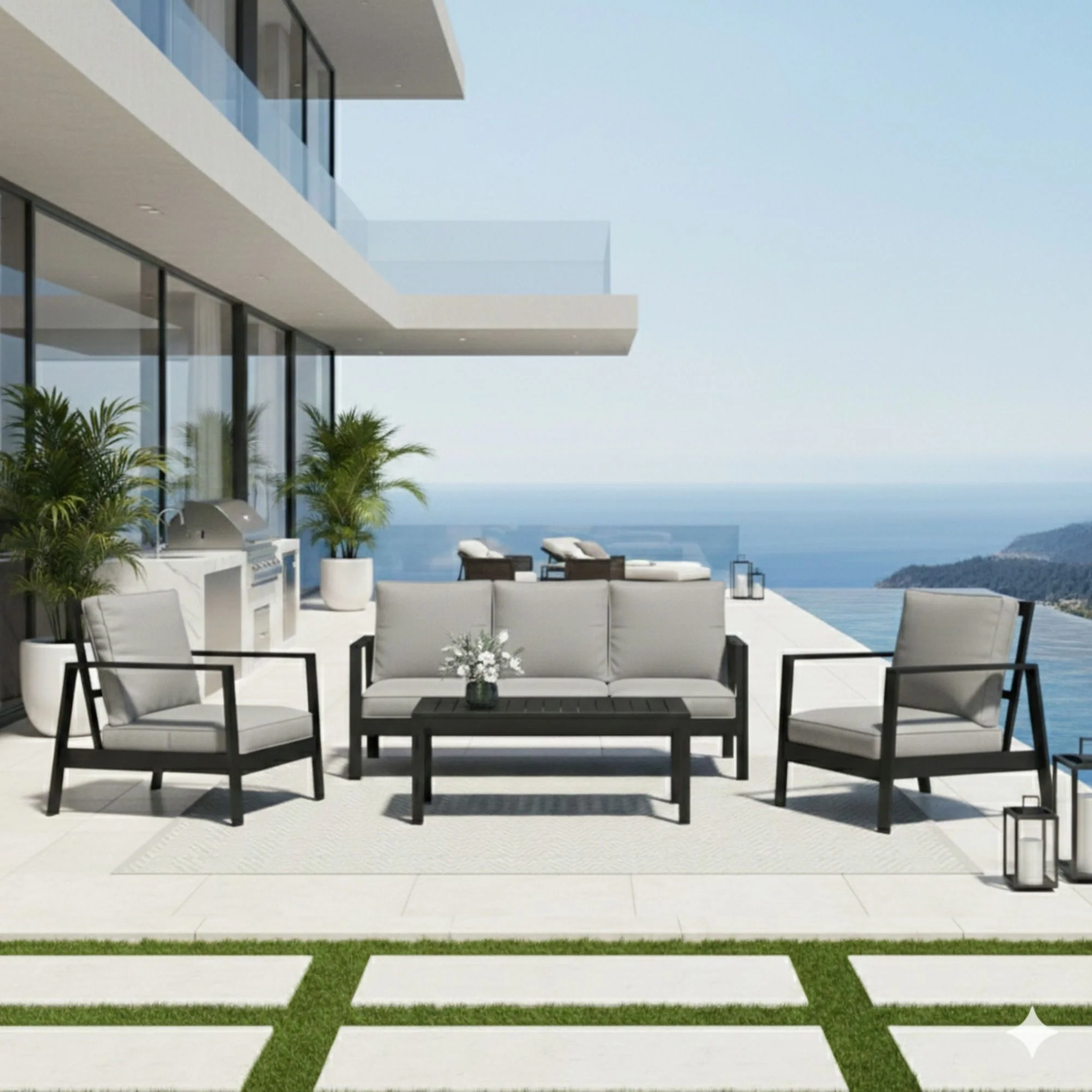 Modern 5 Seat Outdoor Patio Furniture Set With Coffee Table - Image 13