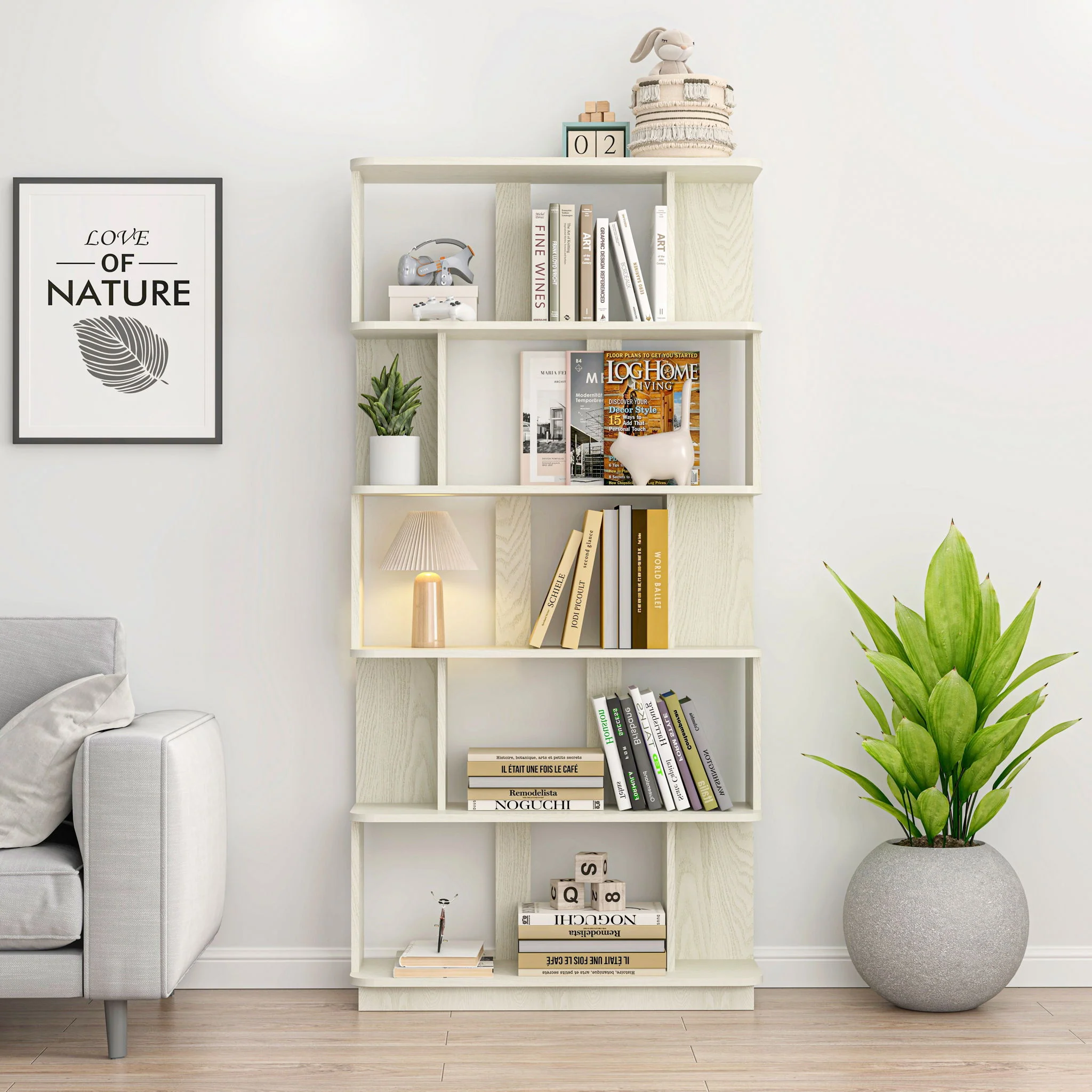 Modern 5 Tier Open Storage Bookcase - Image 25