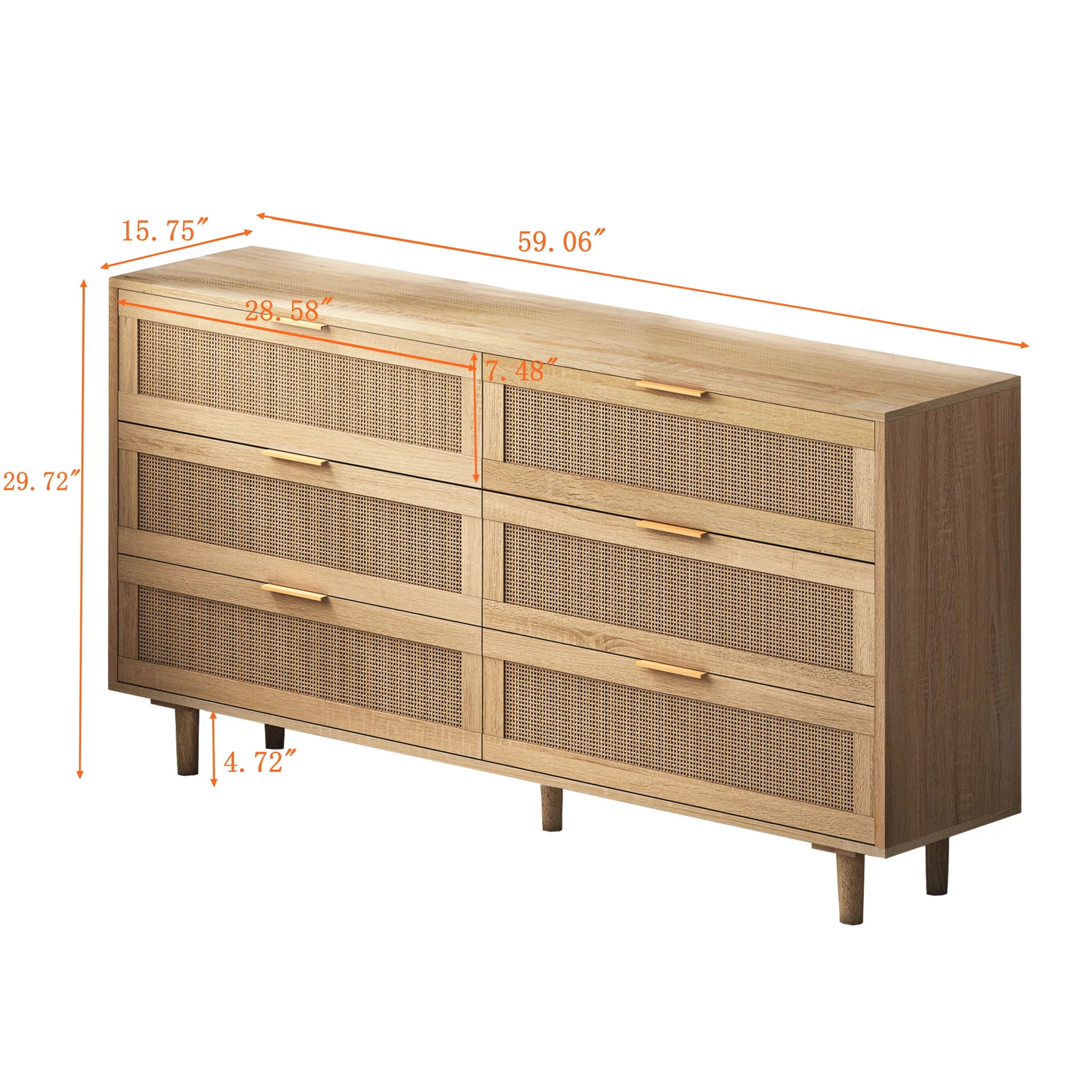 Modern 6 Drawer Storage Cabinet For Bedroom - Image 6