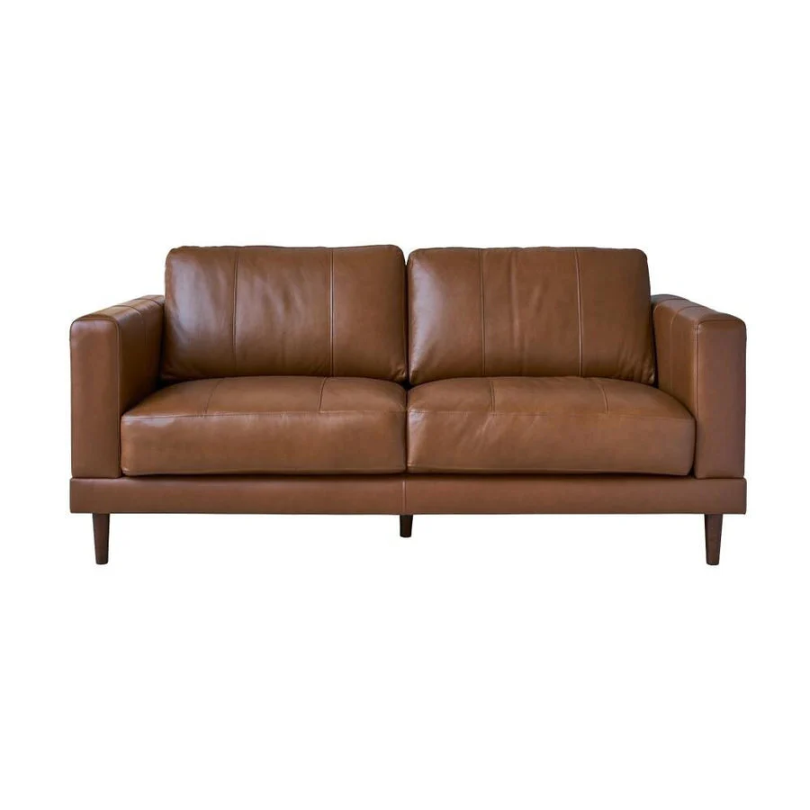 61" Tan Genuine Leather Loveseat - Image 3