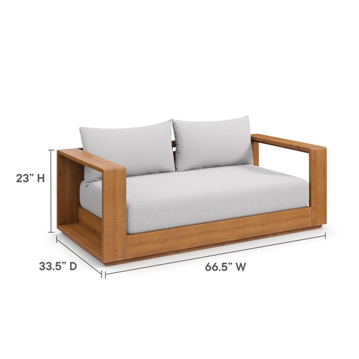 Modern Acacia Wood Outdoor Loveseat with Slatted Design for Patio and Garden Seating - Image 4