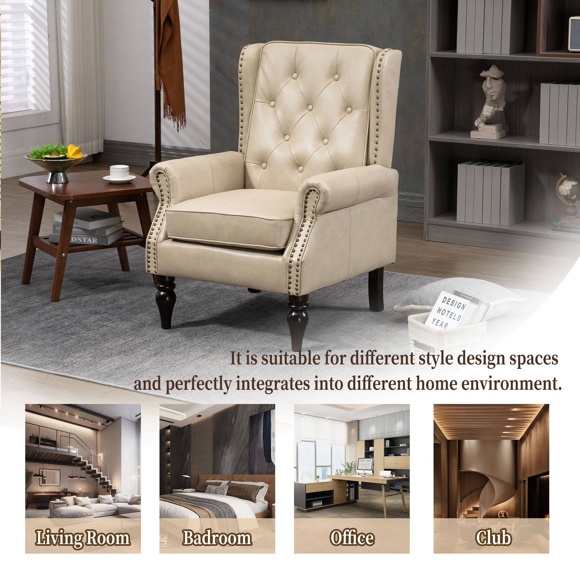 Modern Accent Armchair With Sturdy Wood Legs - Image 27