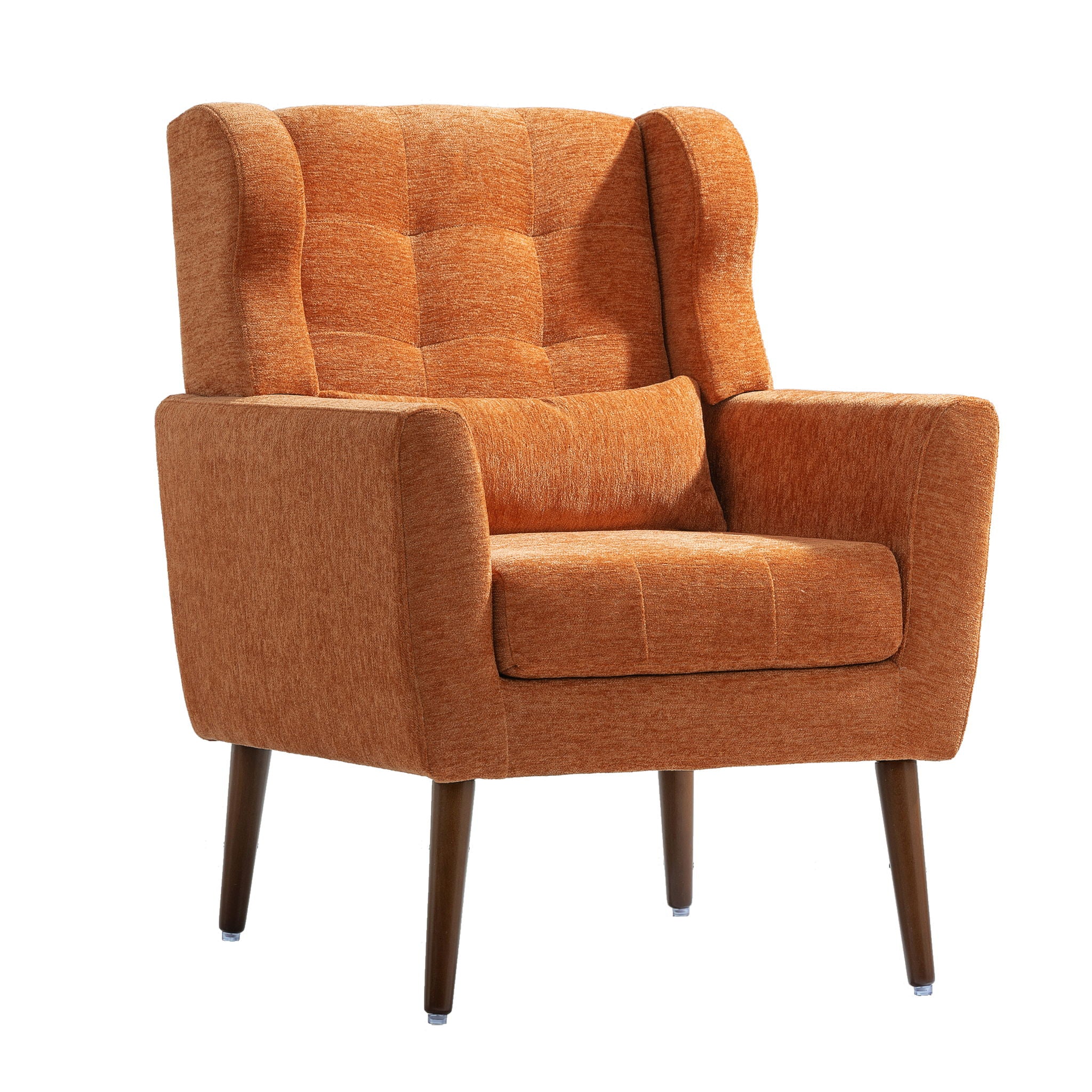 Modern Accent Chair, Arm Chairs For Living Room, Upholstered Mordern Armchair, Comfy Soft Padded Lounge Chair In Small Space, Bedroom, With Pillow, Solid Wood Leg - Image 15