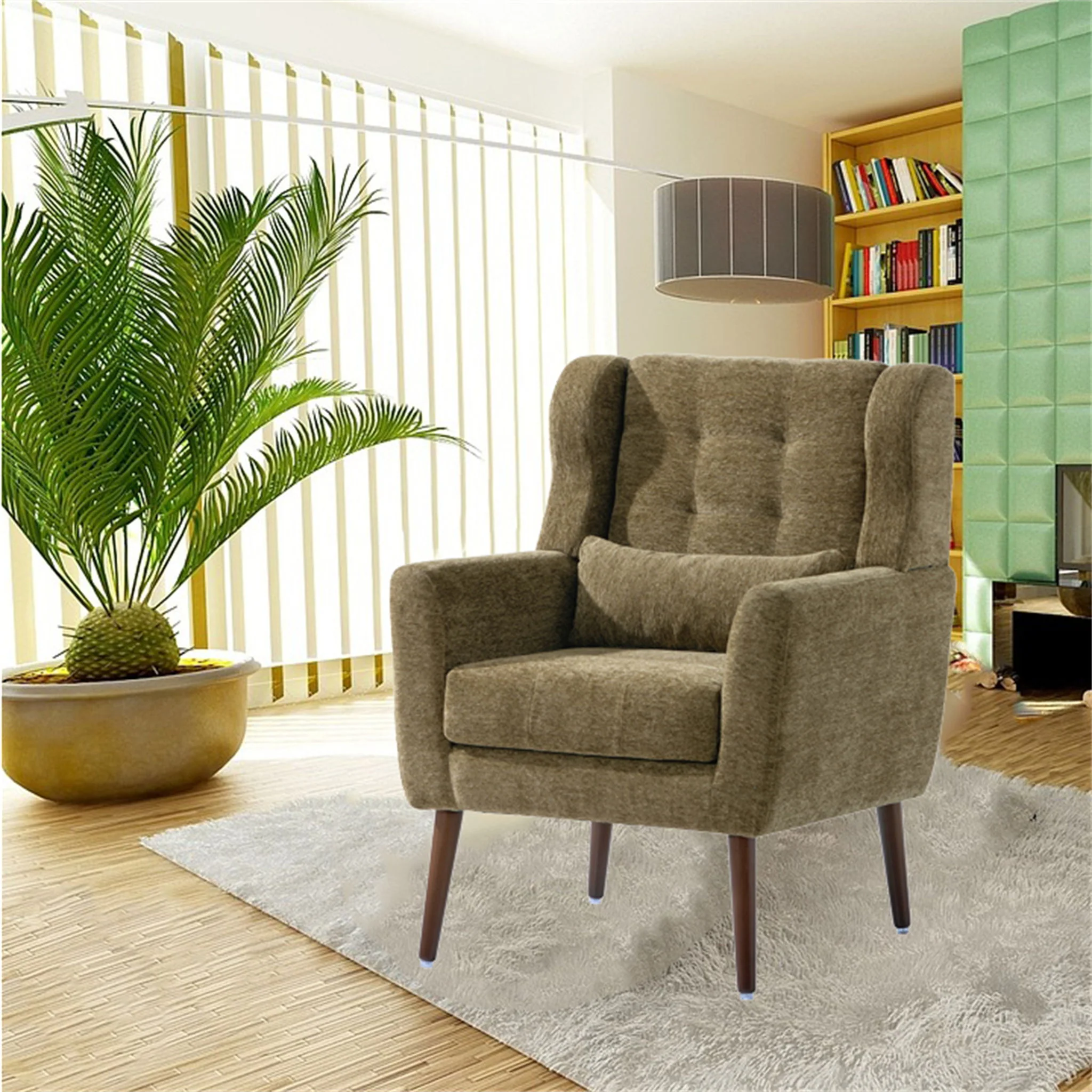 Modern Accent Chair, Arm Chairs For Living Room, Upholstered Mordern Armchair, Comfy Soft Padded Lounge Chair In Small Space, Bedroom, With Pillow, Solid Wood Leg - Image 39