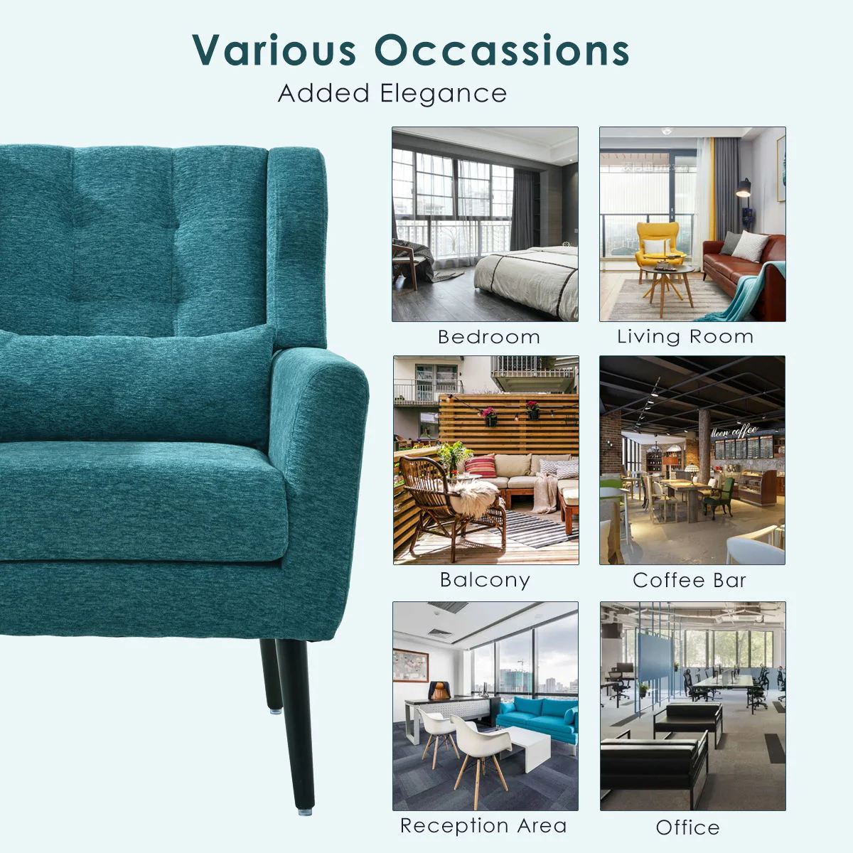 Modern Accent Chair Upholstered Foam Filled Living Room Chairs Comfy Reading Chair Mid-Century Modern Chair With Fabric Lounge Arm Chairs Armchair For Living Room Bedroom - Image 15