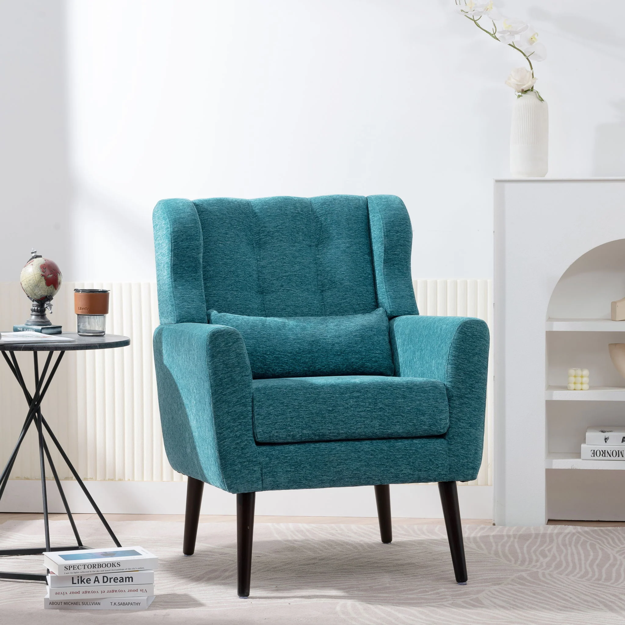Modern Accent Chair Upholstered Foam Filled Living Room Chairs Comfy Reading Chair Mid-Century Modern Chair With Fabric Lounge Arm Chairs Armchair For Living Room Bedroom - Image 16
