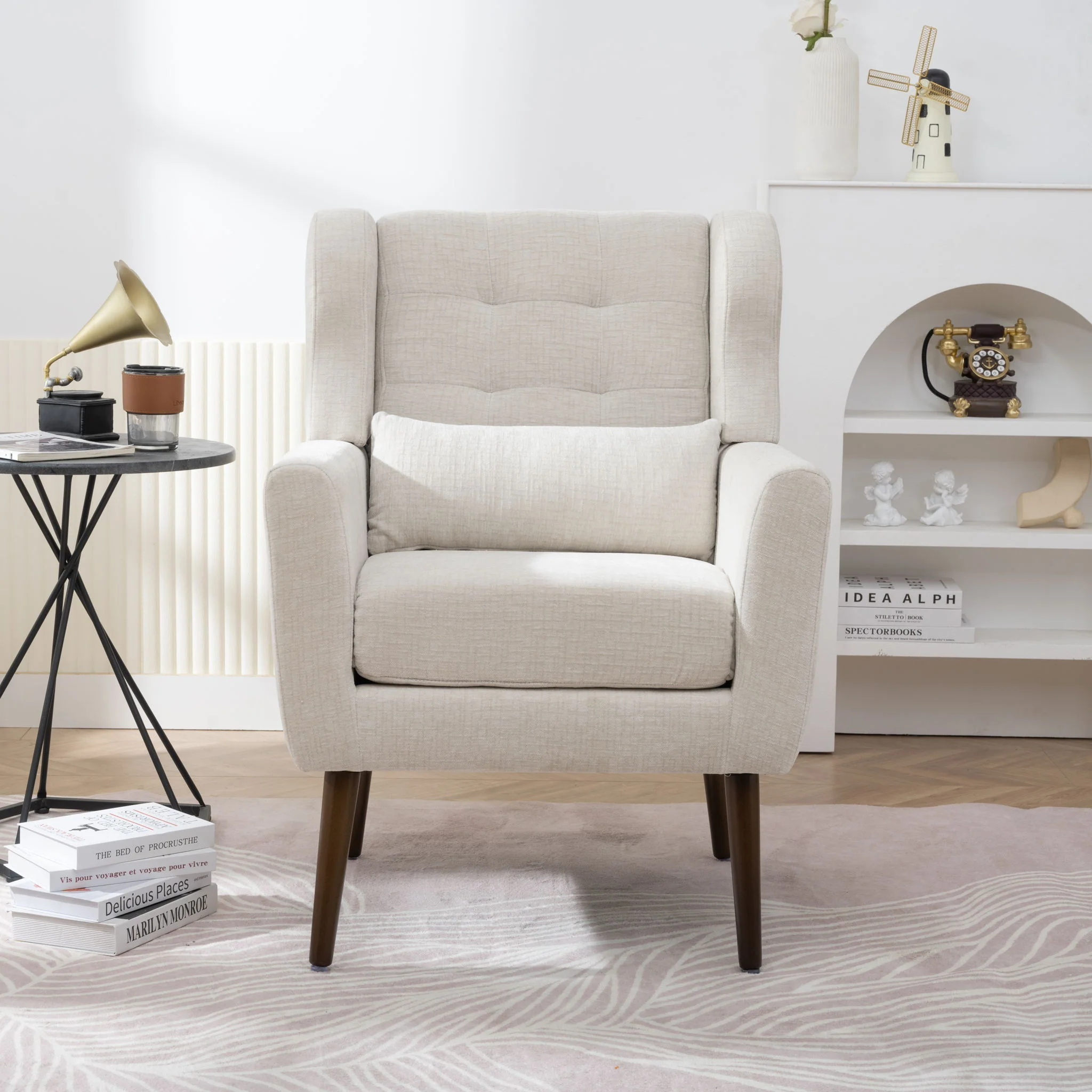 Modern Accent Chair Upholstered Foam Filled Living Room Chairs Comfy Reading Chair Mid-Century Modern Chair With Fabric Lounge Arm Chairs Armchair For Living Room Bedroom - Image 18