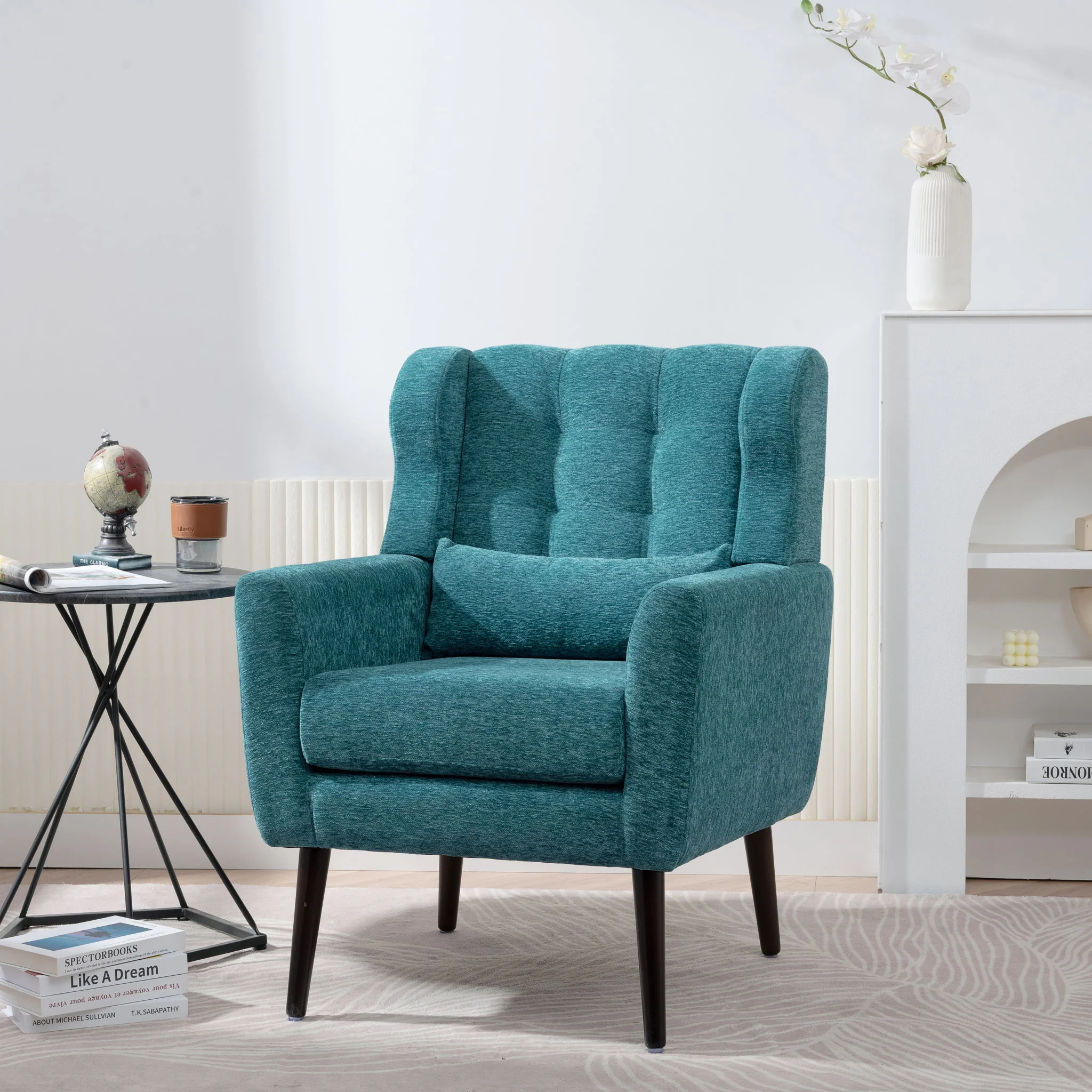Modern Accent Chair Upholstered Foam Filled Living Room Chairs Comfy Reading Chair Mid-Century Modern Chair With Fabric Lounge Arm Chairs Armchair For Living Room Bedroom - Image 2