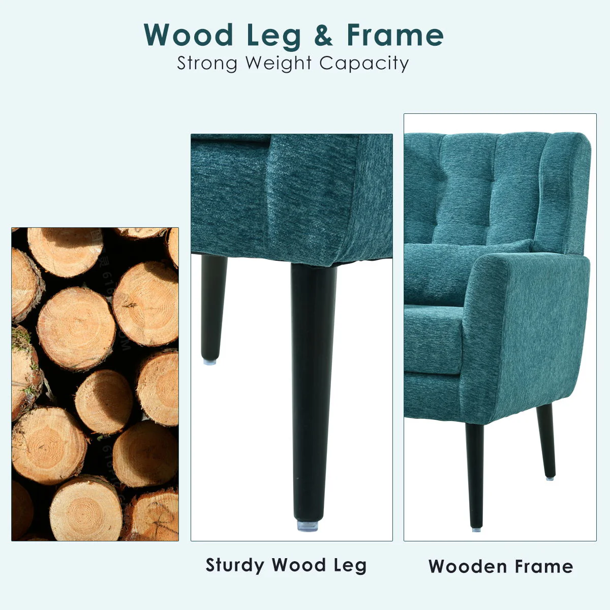 Modern Accent Chair Upholstered Foam Filled Living Room Chairs Comfy Reading Chair Mid-Century Modern Chair With Fabric Lounge Arm Chairs Armchair For Living Room Bedroom - Image 4