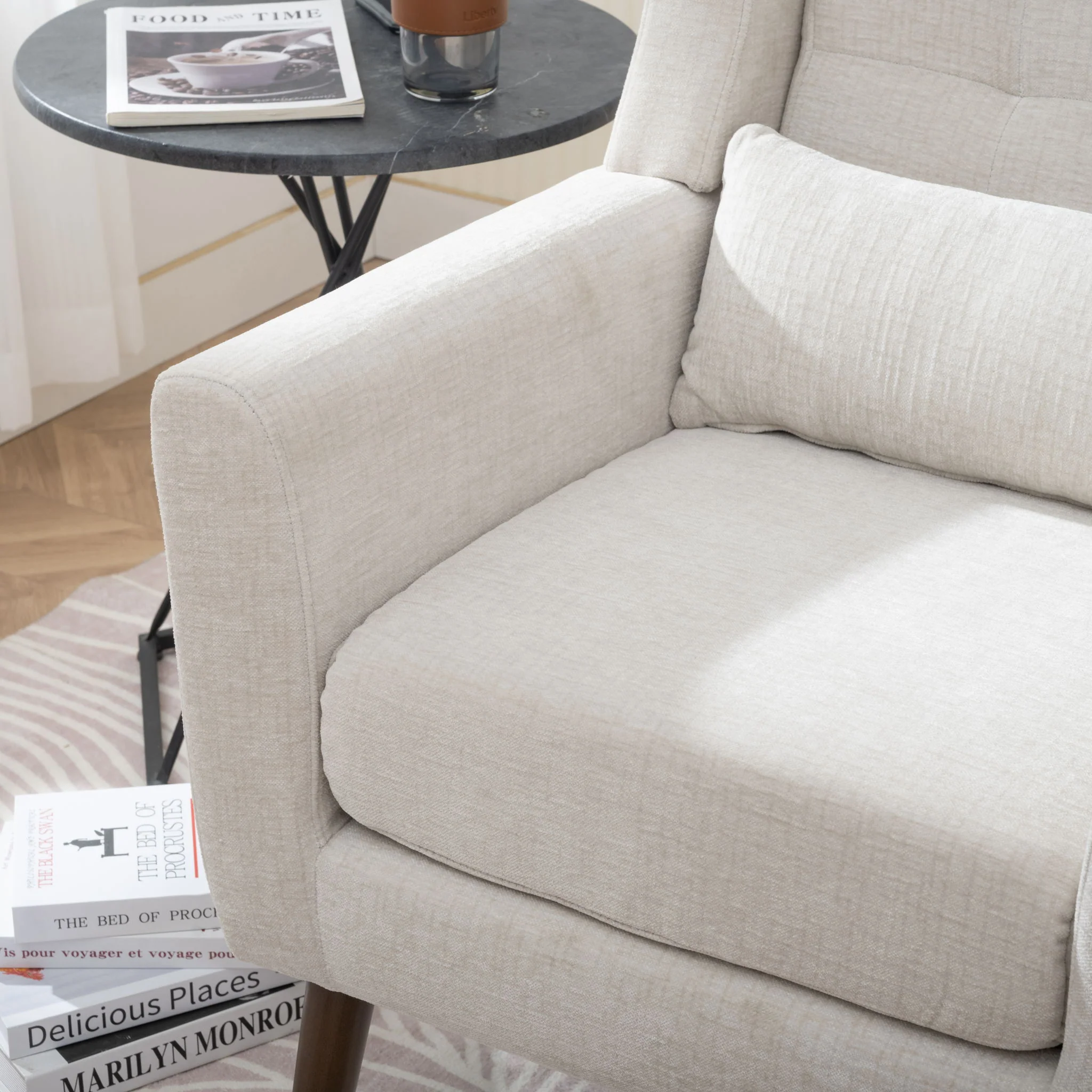 Modern Accent Chair Upholstered Foam Filled Living Room Chairs Comfy Reading Chair Mid-Century Modern Chair With Fabric Lounge Arm Chairs Armchair For Living Room Bedroom - Image 6