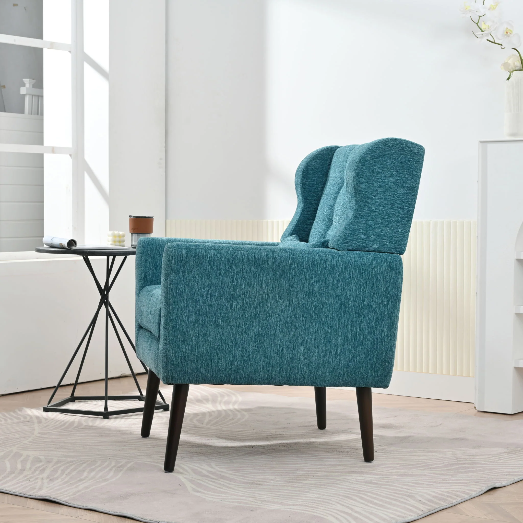 Modern Accent Chair Upholstered Foam Filled Living Room Chairs Comfy Reading Chair Mid-Century Modern Chair With Fabric Lounge Arm Chairs Armchair For Living Room Bedroom - Image 7