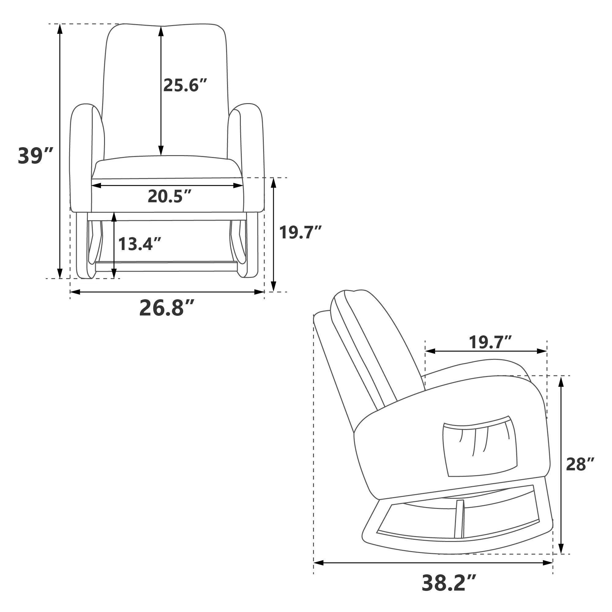 Modern Accent Rocker Armchair With Side Pocket, Upholstered High Back - Image 6