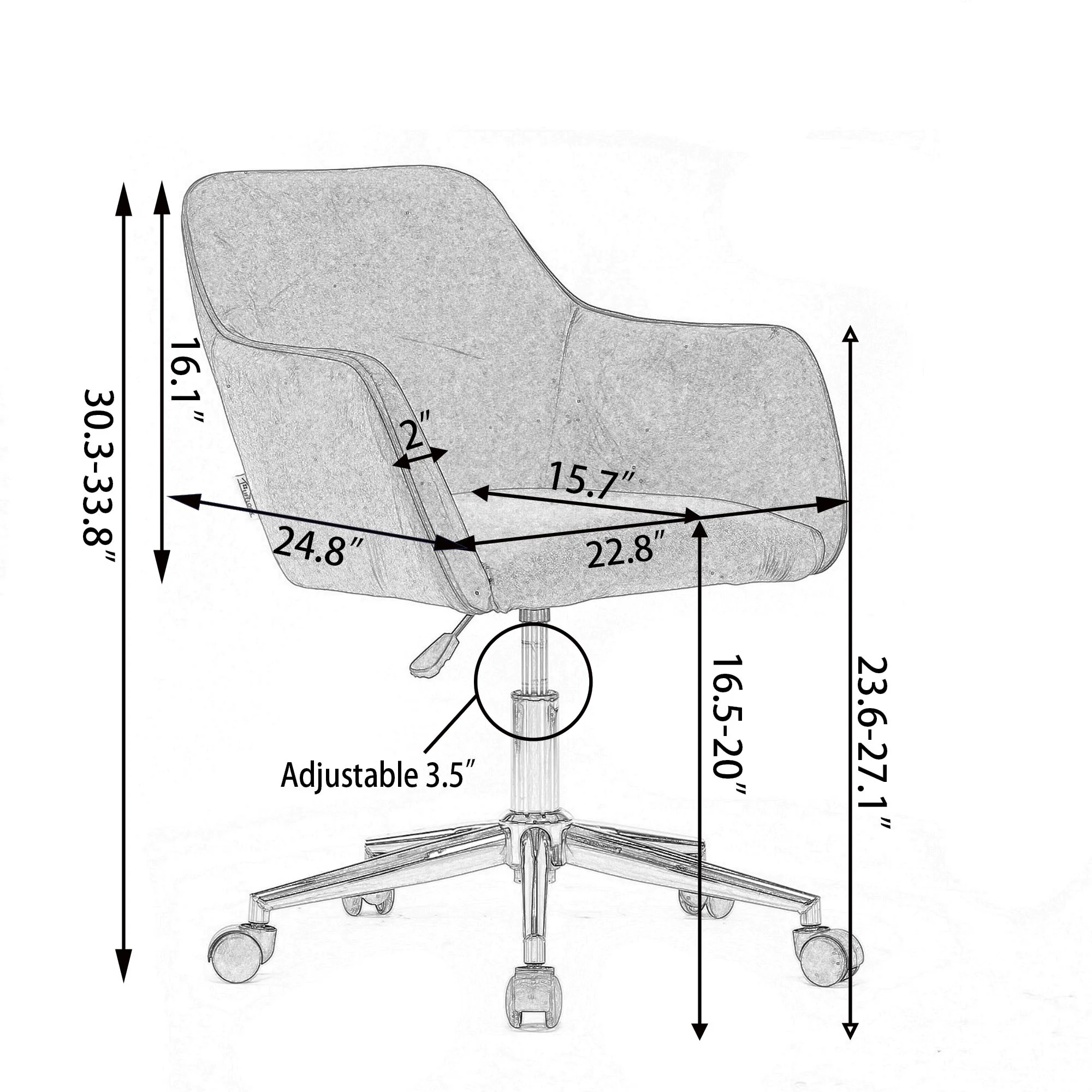 Modern Adjustable Height 360 Revolving Home Office Chair With Metal Legs And Universal Wheel For Indoor - Image 5