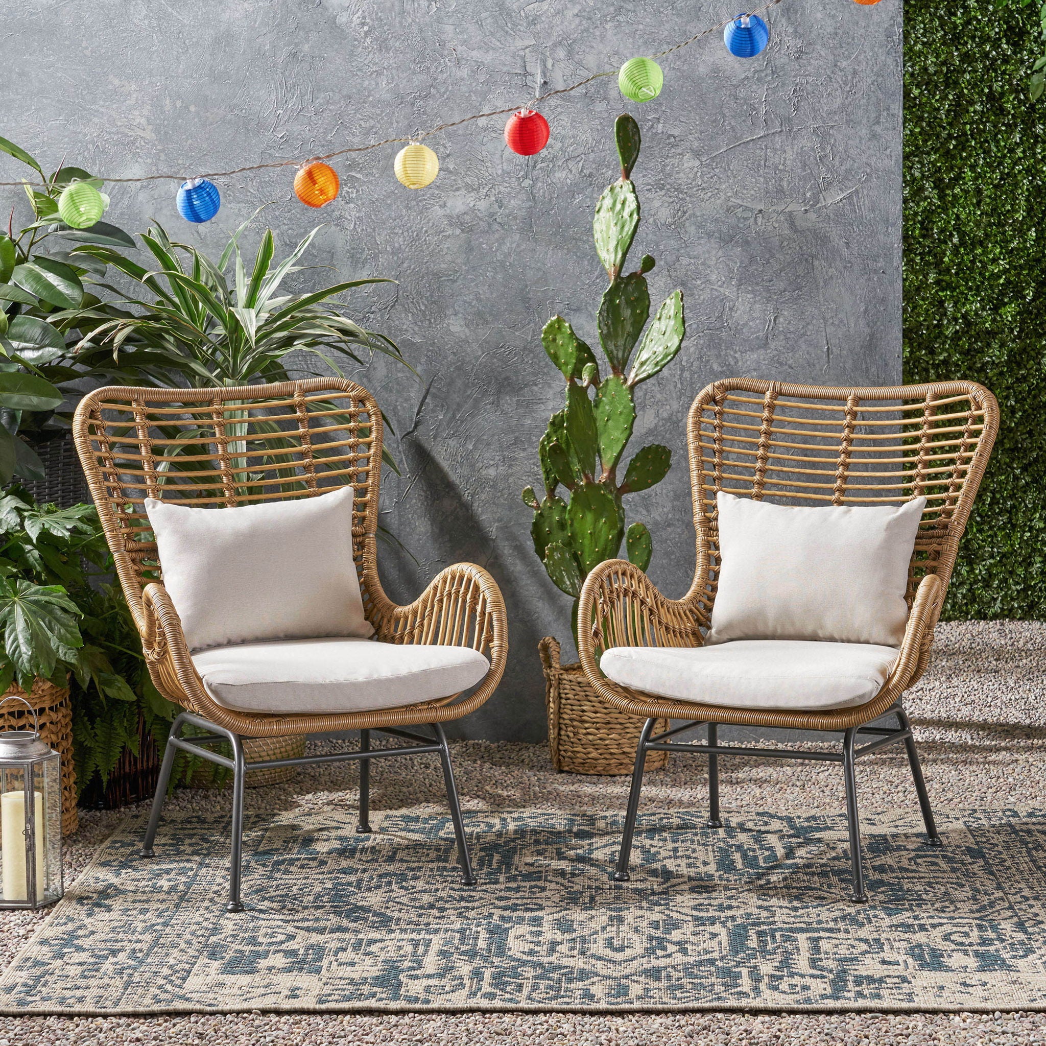 Modern Aesthetic Outdoor Rattan Accent Chair With Metal Legs - Image 10