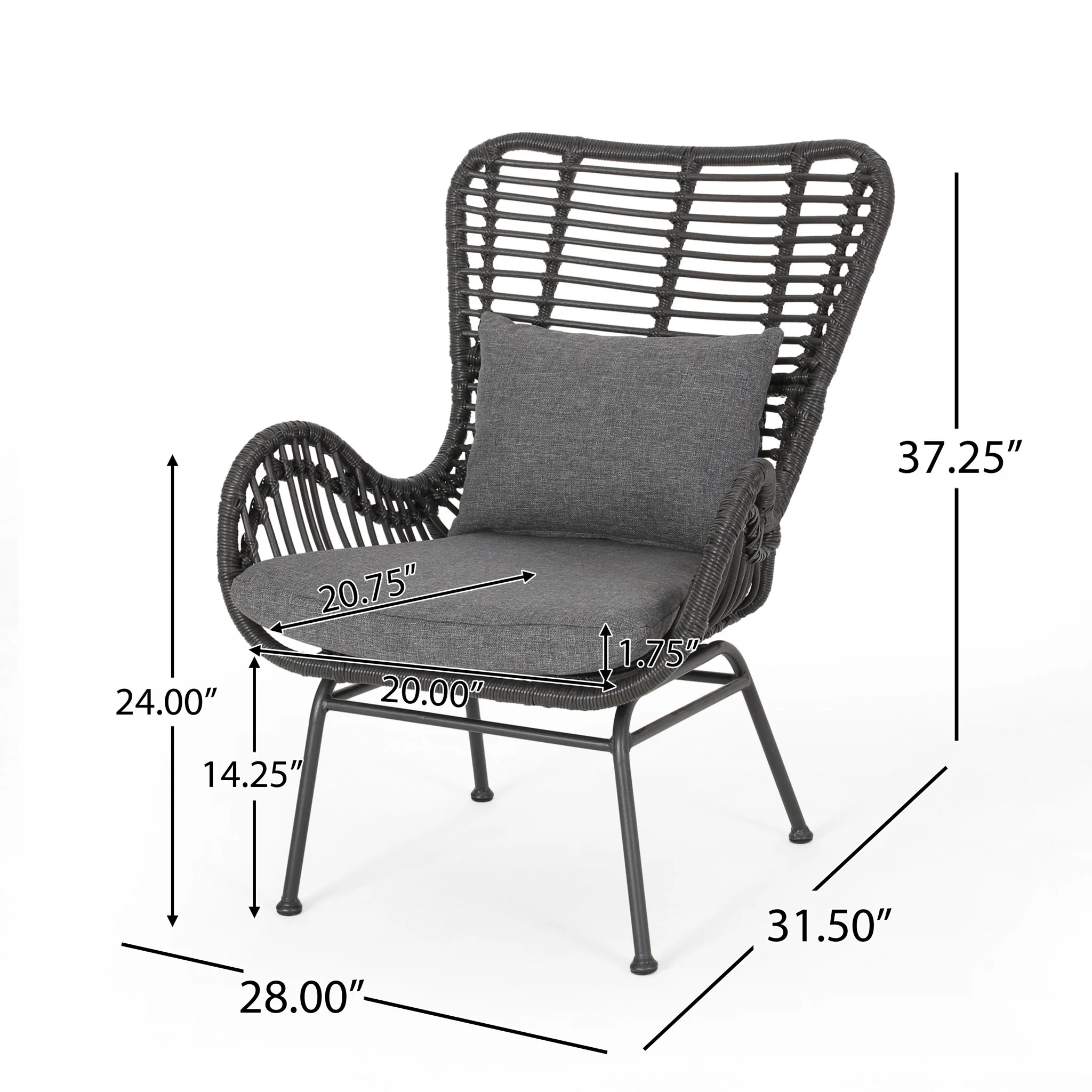 Modern Aesthetic Outdoor Rattan Accent Chair With Metal Legs - Image 13