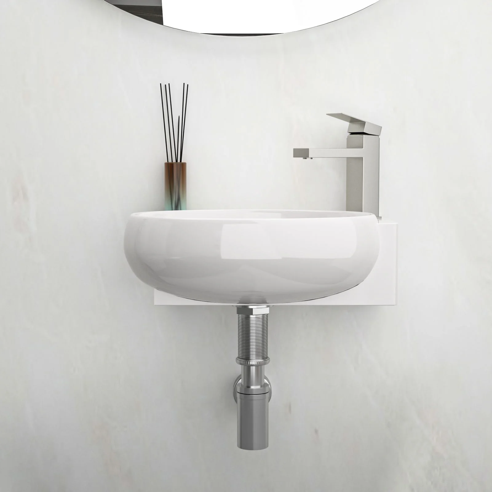 Modern Aesthetic Rectangle Wall Mount Bathroom Sink With Single Faucet Hole - Image 14
