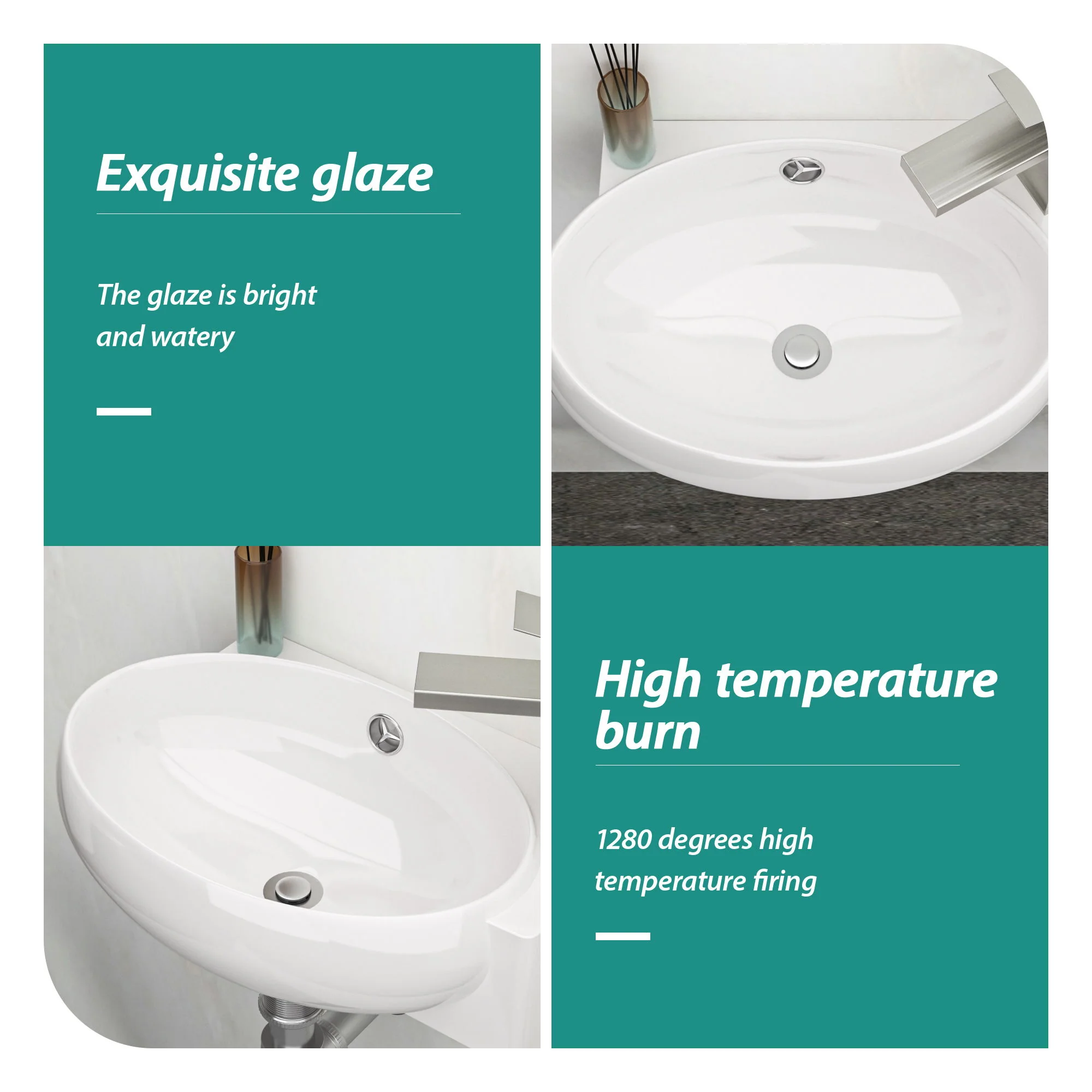 Modern Aesthetic Rectangle Wall Mount Bathroom Sink With Single Faucet Hole - Image 3
