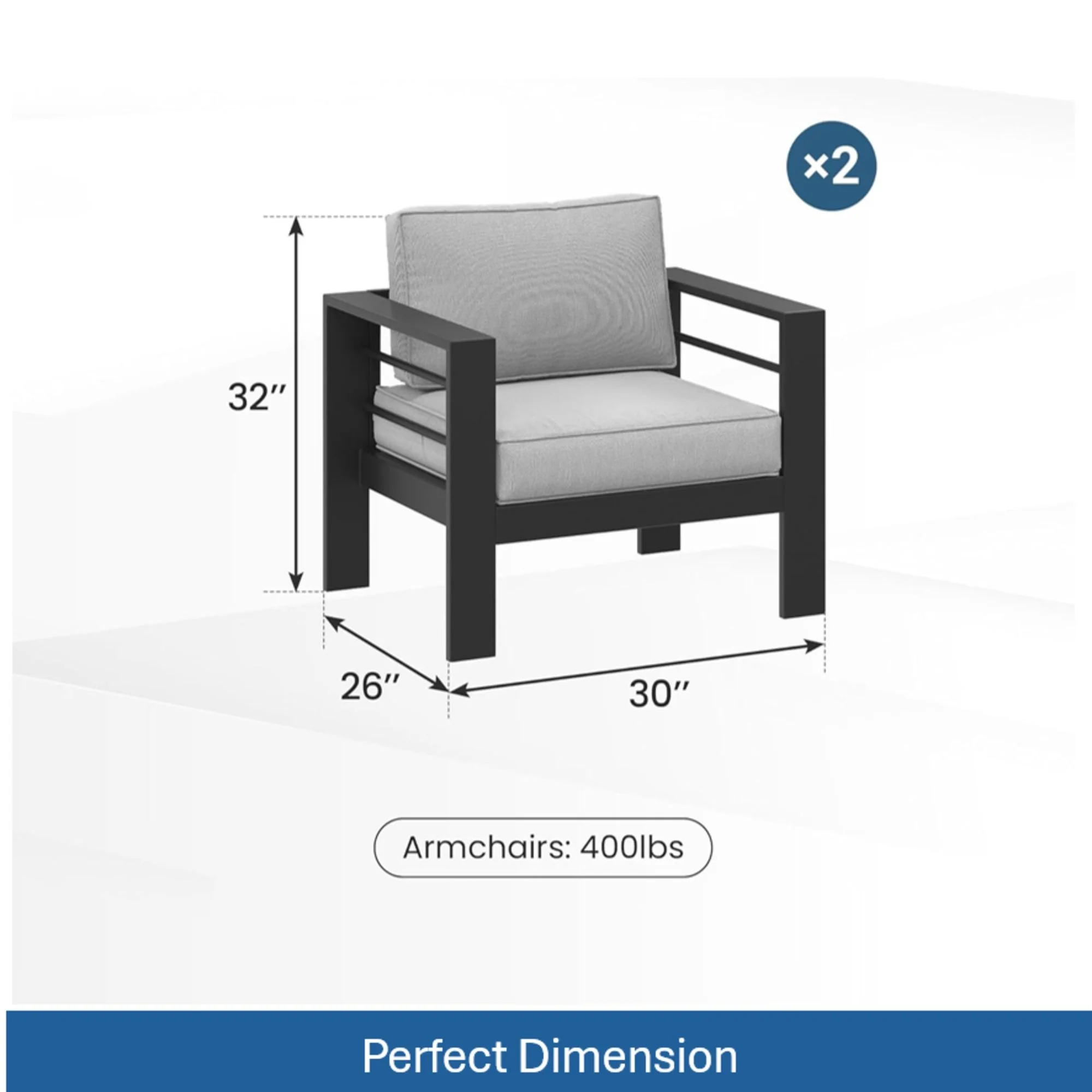 Modern All-Weather Patio Armchairs With Thick Cushions (Set of 2) - Image 26