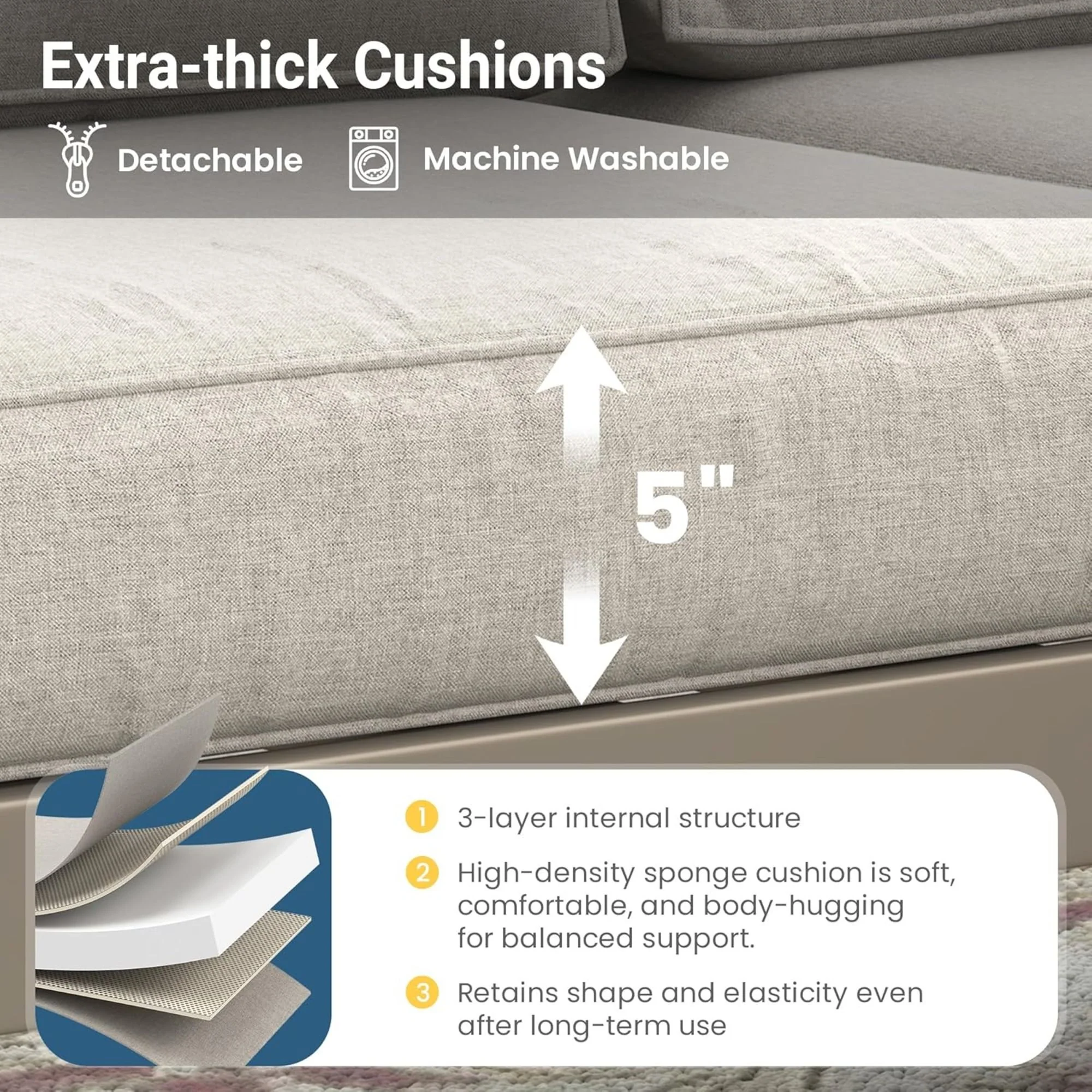 Modern All-Weather Patio Armchairs With Thick Cushions (Set of 2) - Image 6