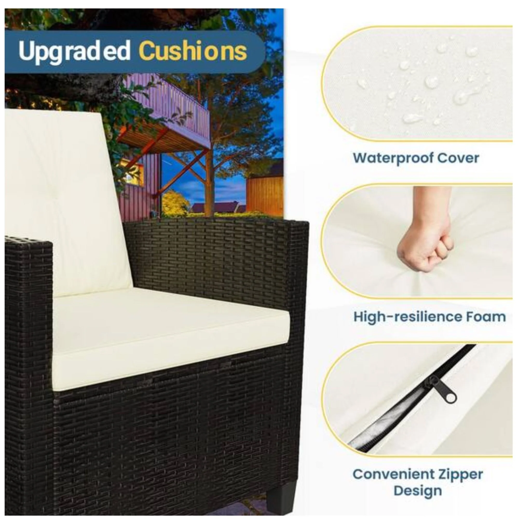 Modern All-Weather Patio Set With Cushions And Table - Image 14