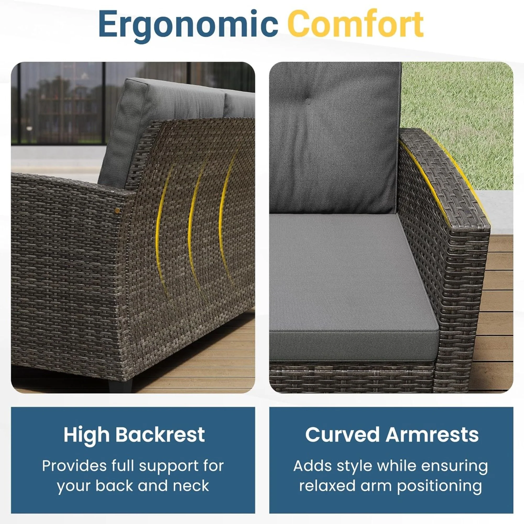 Modern All-Weather Patio Set With Cushions And Table - Image 8