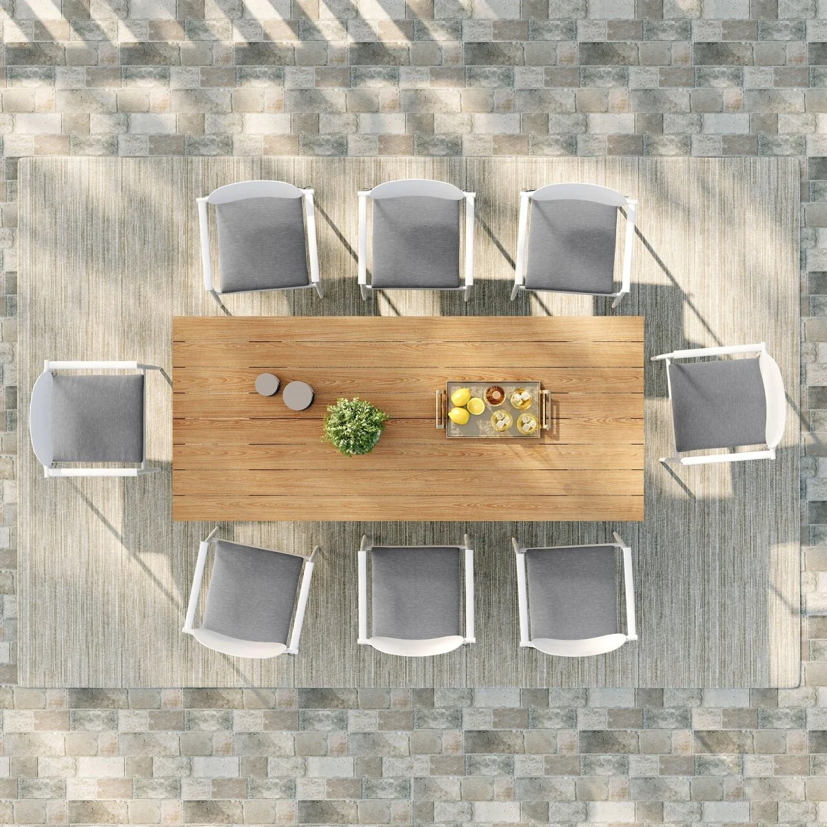 Modern Aluminum Outdoor Dining Set with Slatted Table — Multiple Piece Configurations - Image 6