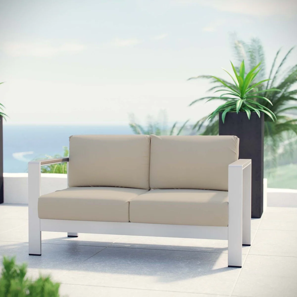 Modern Aluminum Outdoor Loveseat – Durable Weather-Resistant Patio Seating for Two - Image 12