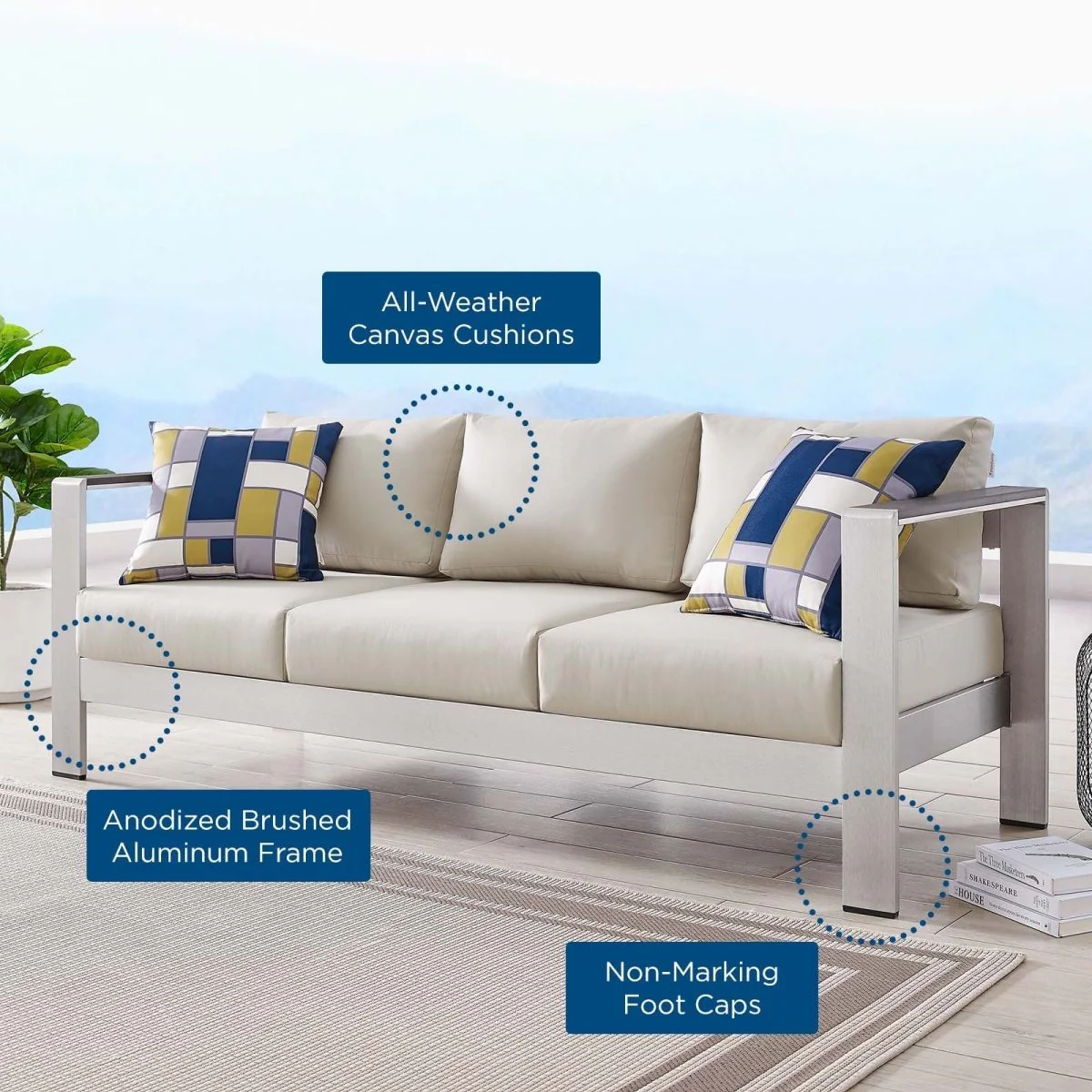 Modern Aluminum Outdoor Sofa Contemporary Patio Sectional Seating for Garden - Image 26