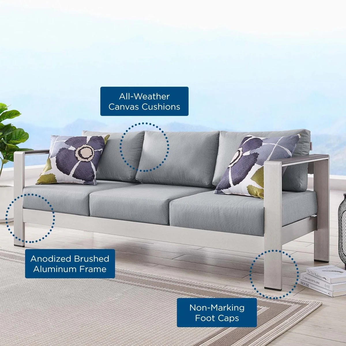 Modern Aluminum Outdoor Sofa Contemporary Patio Sectional Seating for Garden - Image 35