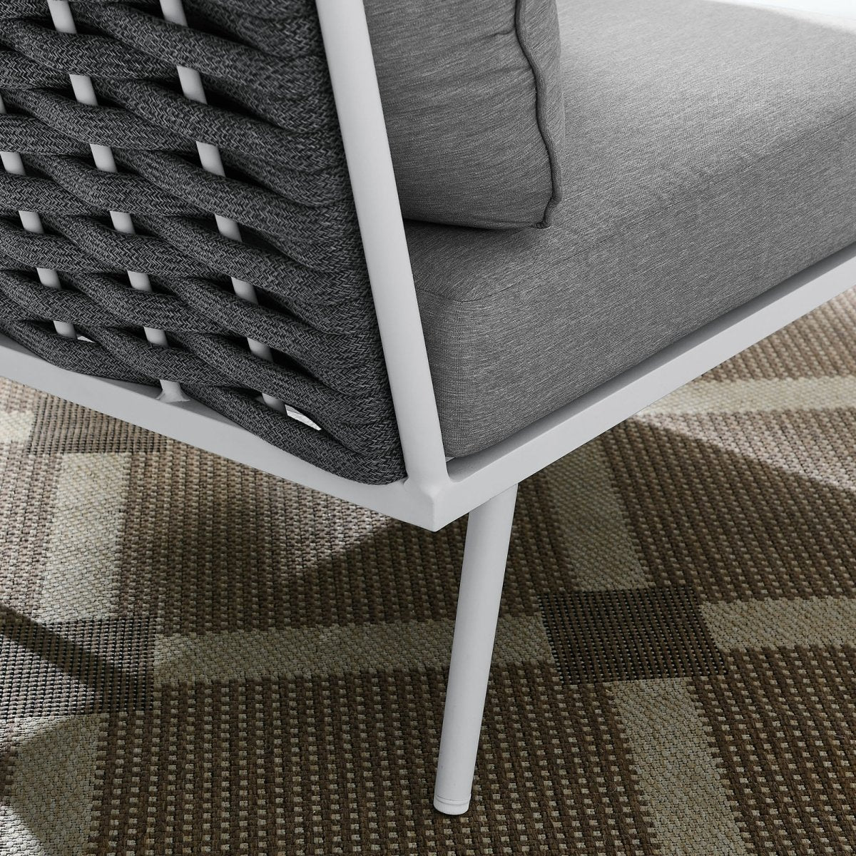Modern Aluminum Rope Outdoor Corner Chair for Patio and Deck, Weatherproof - Image 13
