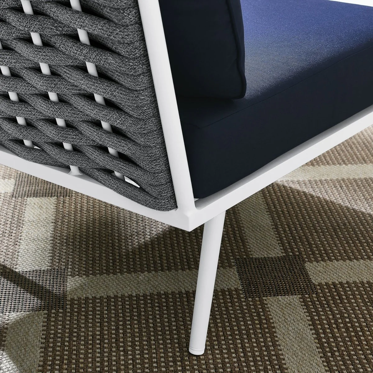 Modern Aluminum Rope Outdoor Corner Chair for Patio and Deck, Weatherproof - Image 3