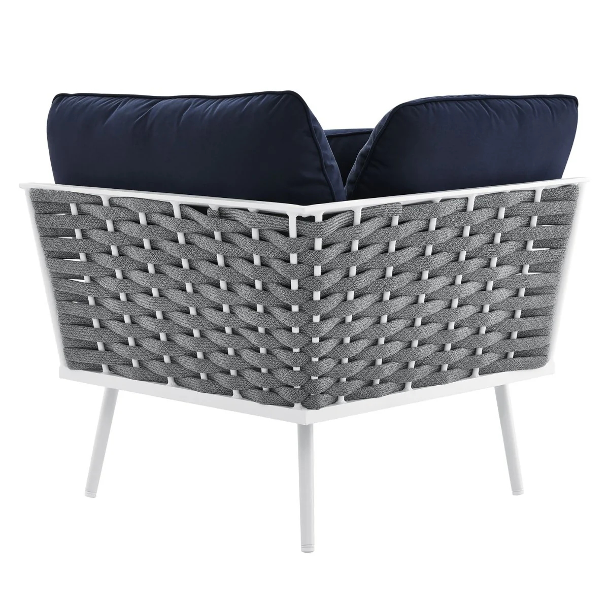 Modern Aluminum Rope Outdoor Corner Chair for Patio and Deck, Weatherproof - Image 4