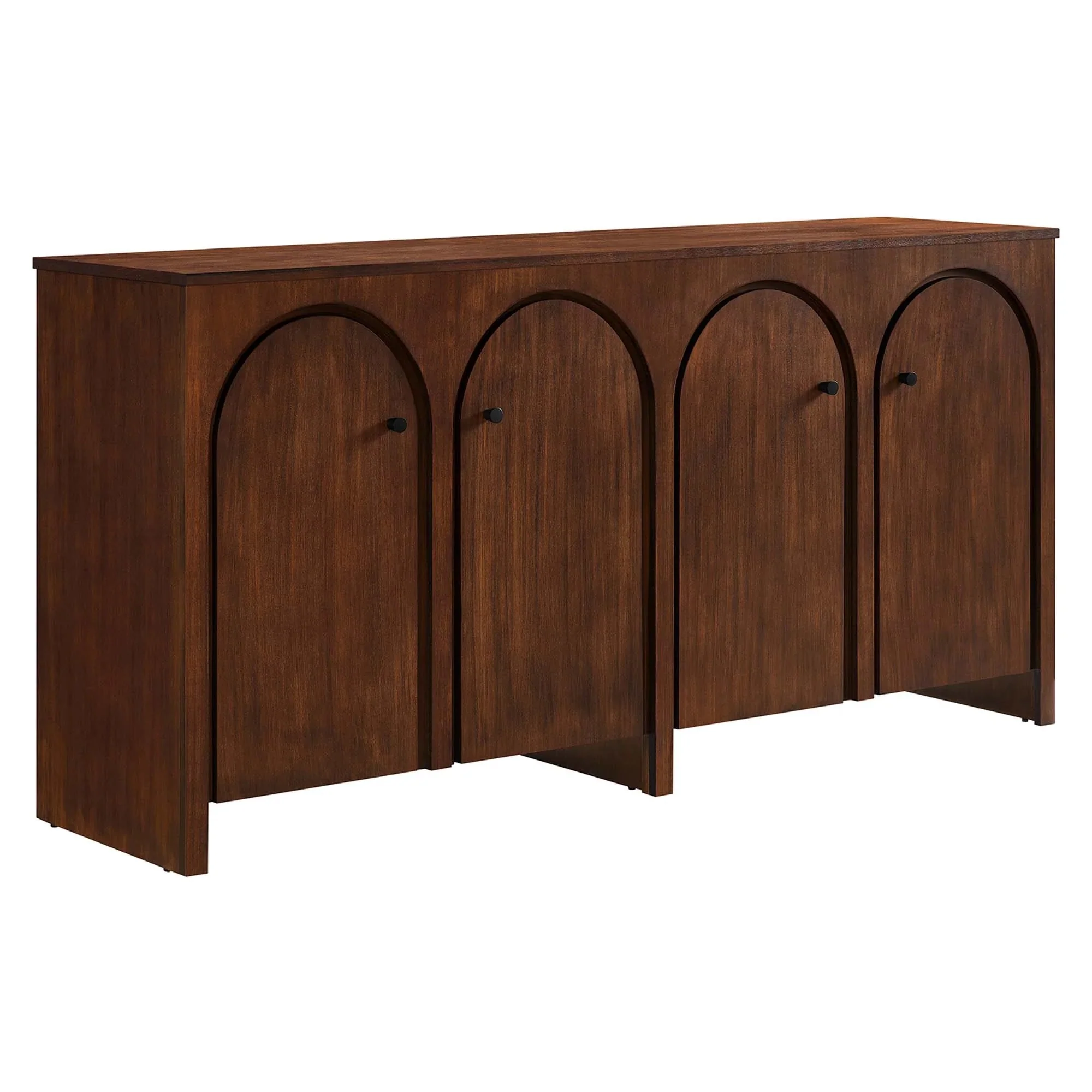 Modern Arched 4-Door Wood Grain Storage Cabinet – 71 Inch - Image 2
