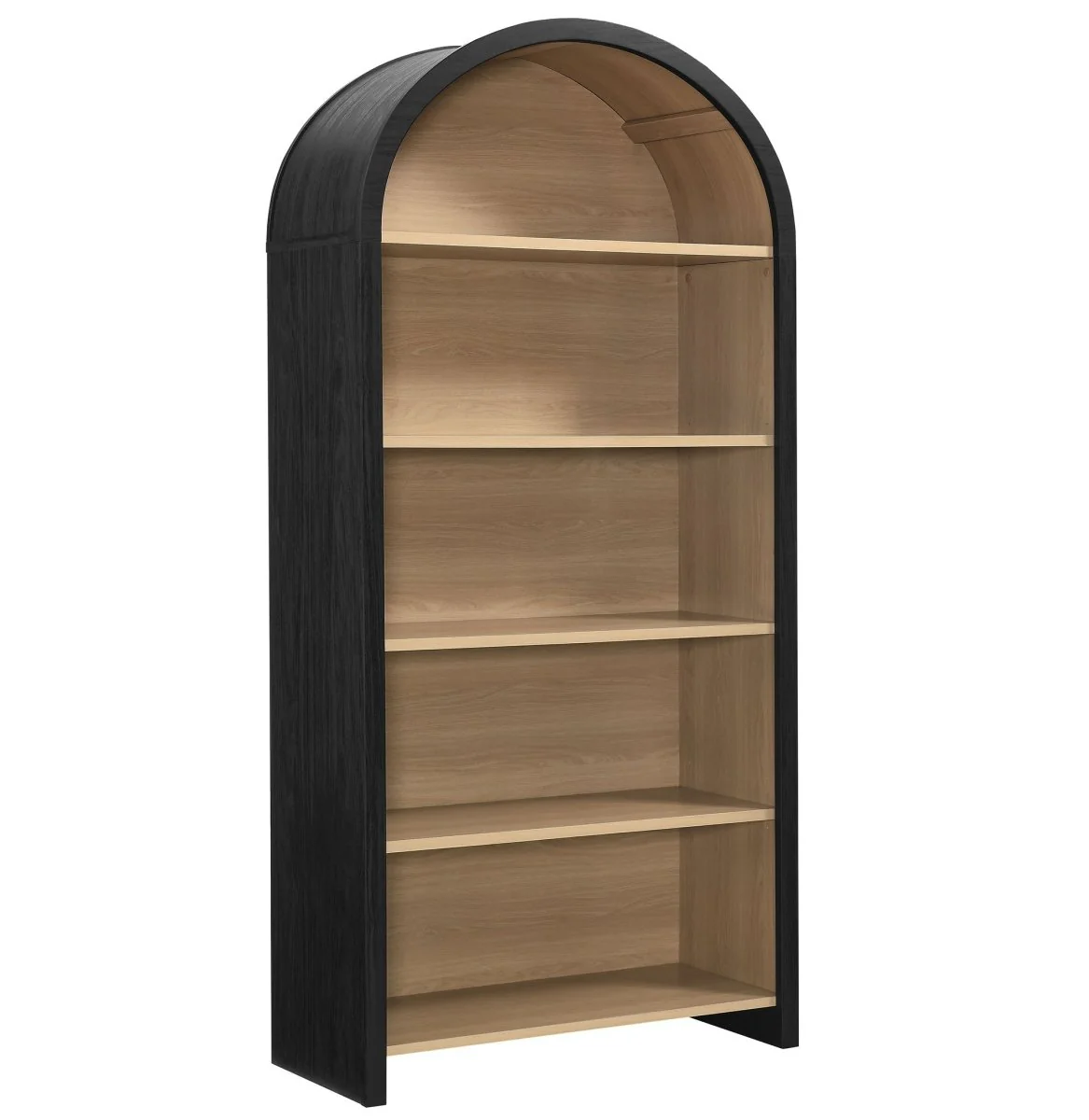 Modern Arched 5-Tier Bookcase in Black - Image 8