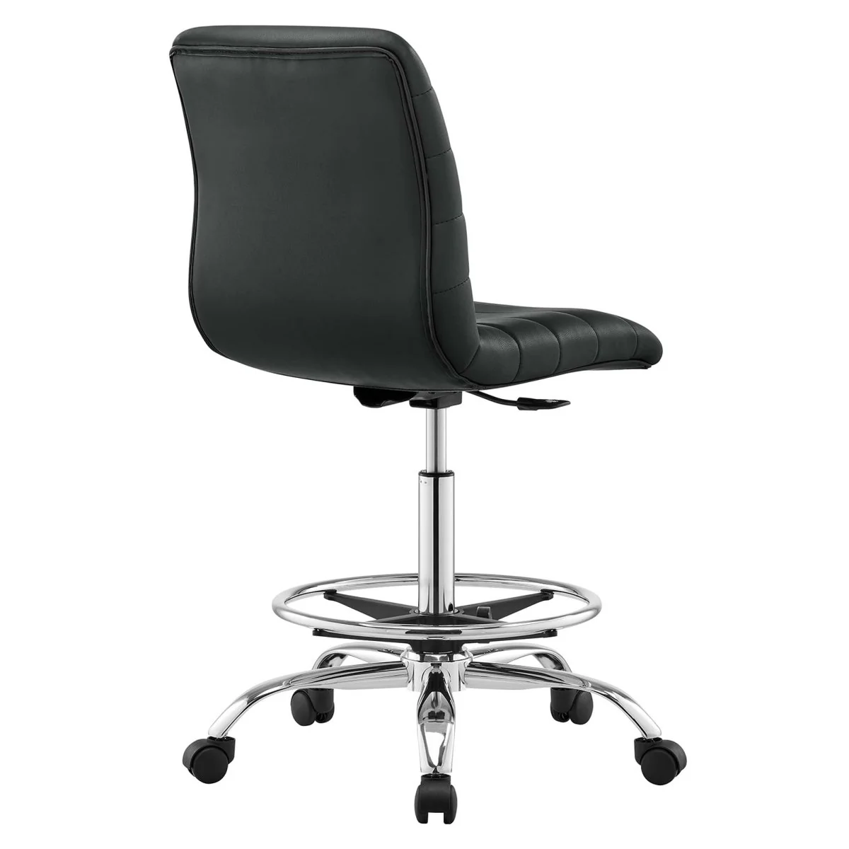 Modern Armless Vegan Leather Drafting Chair — Adjustable Height, Swivel, Contemporary - Image 23