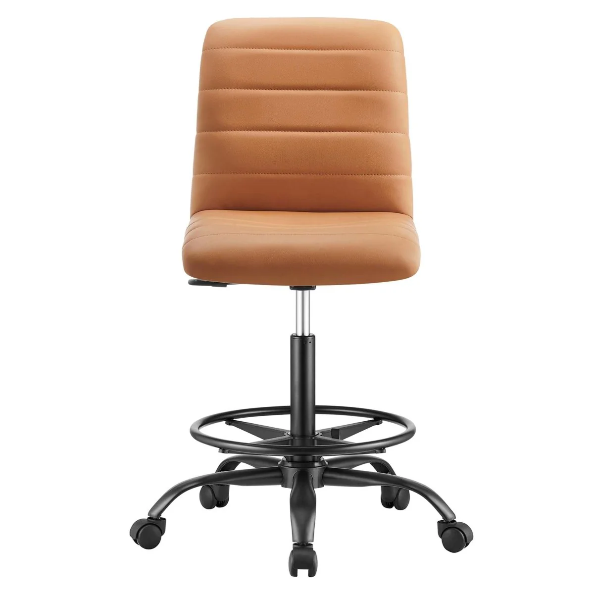 Modern Armless Vegan Leather Drafting Chair – Adjustable Height Swivel Stool for Studio - Image 16