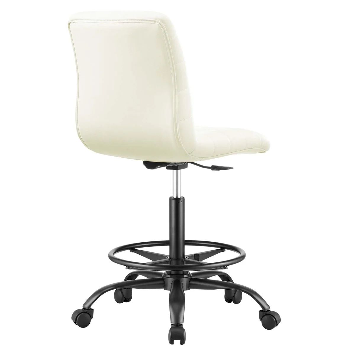 Modern Armless Vegan Leather Drafting Chair – Adjustable Height Swivel Stool for Studio - Image 6