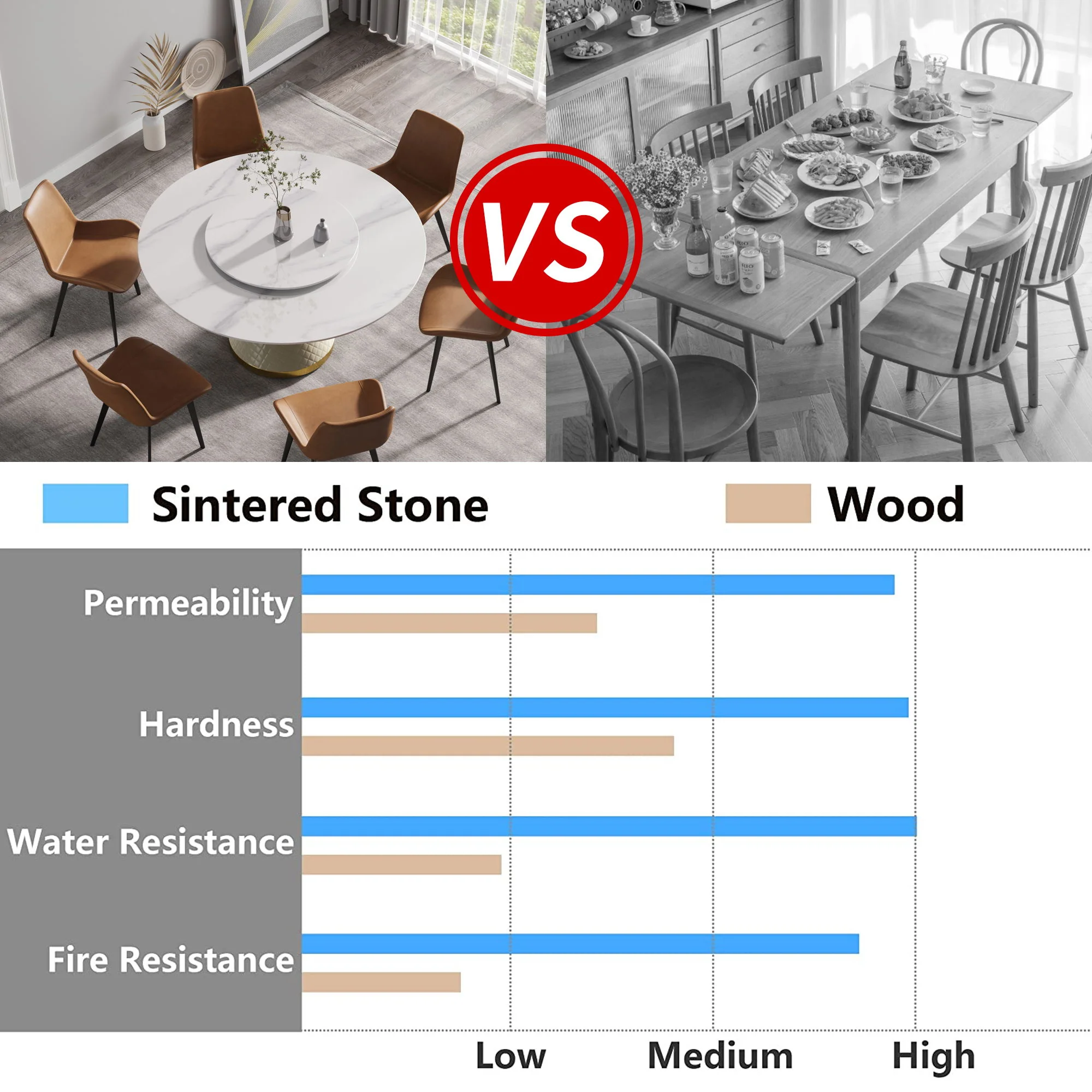 Modern Artificial Stone Round Carbon Steel Base Dining Table Stone Turntable - Image 14