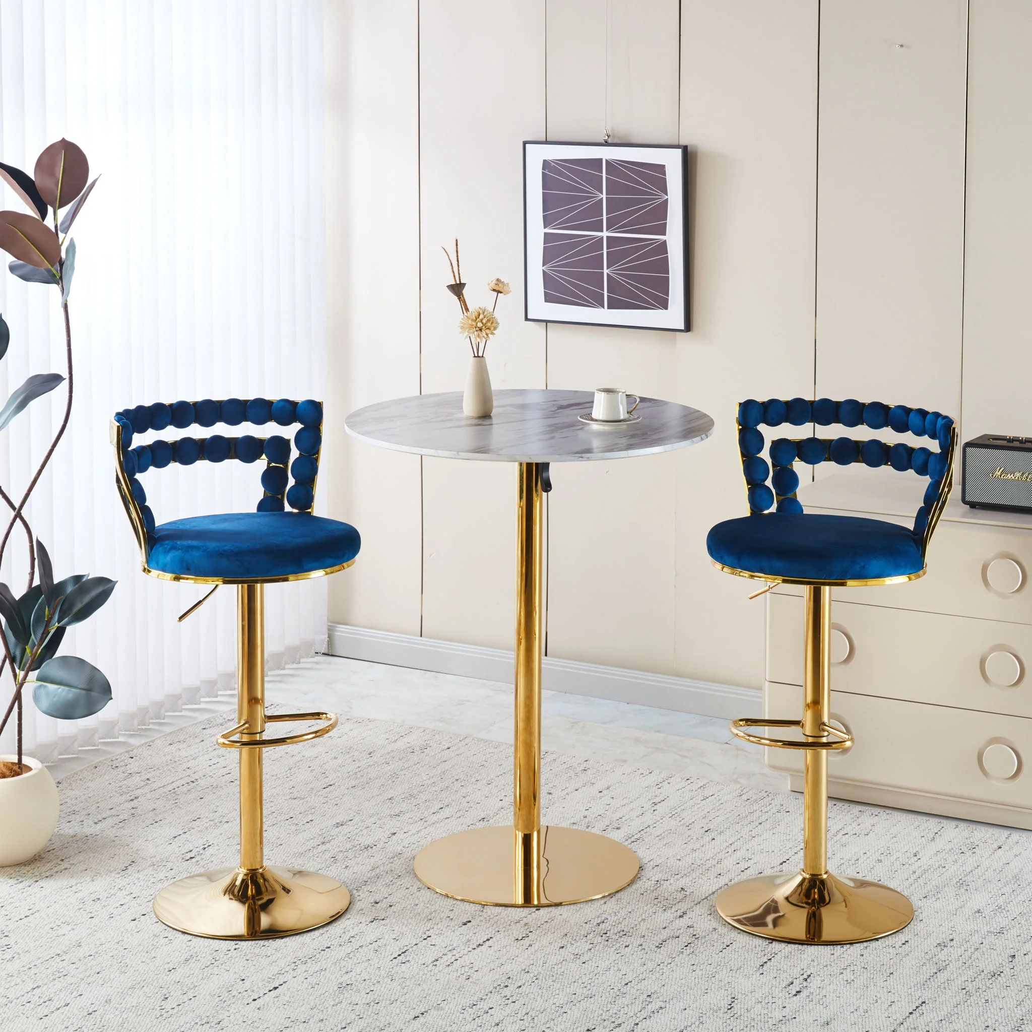 Modern Bar Chair With Iron Tube Legs, Soft Cushions And Comfortable Backrest (Set of 2) - Image 30