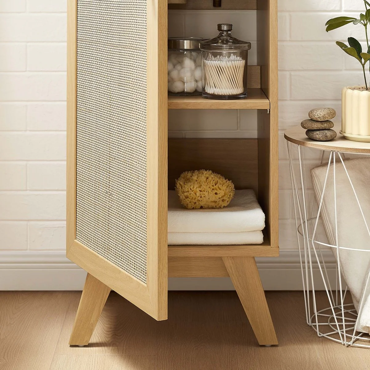 Modern Bathroom Vanity Cabinet Collection with Rattan Doors and Drawers - Image 15