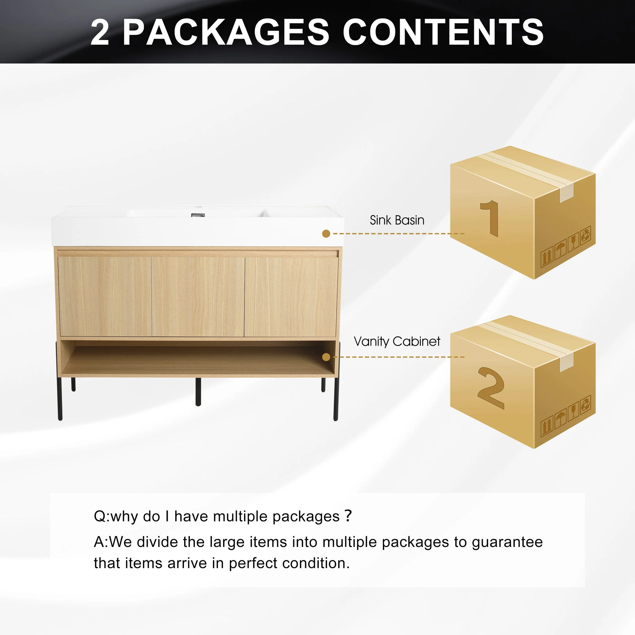 Modern Bathroom Vanity Combo With Single Resin Sink And Storage Cabinet - Image 12
