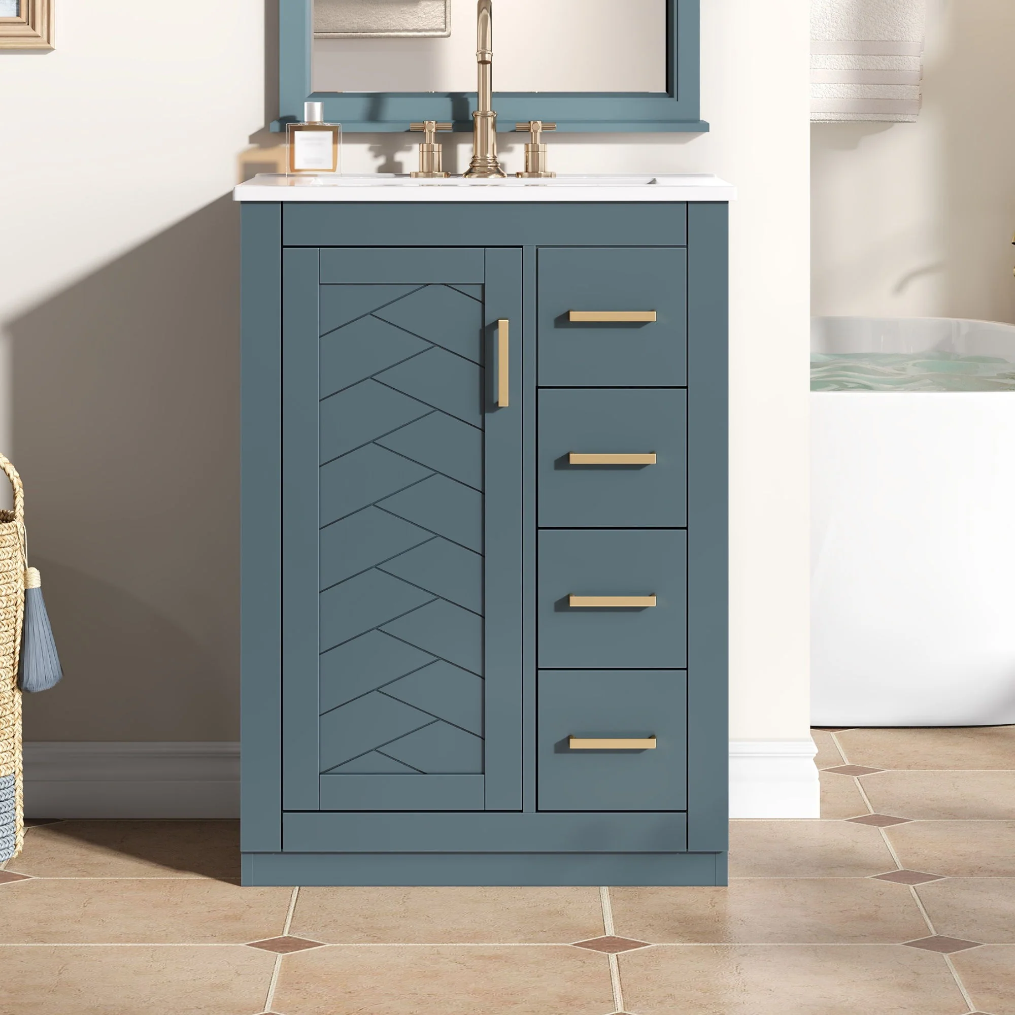 Modern Bathroom Vanity With 1 Door And 3 Drawers - Image 18