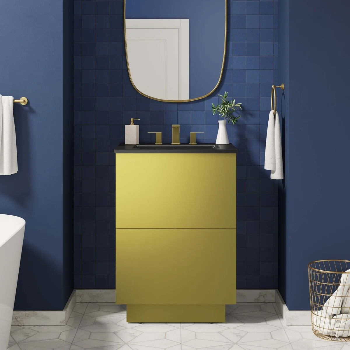 Modern Bathroom Vanity with Ceramic Basin — Single and Double Sink Options - Image 55