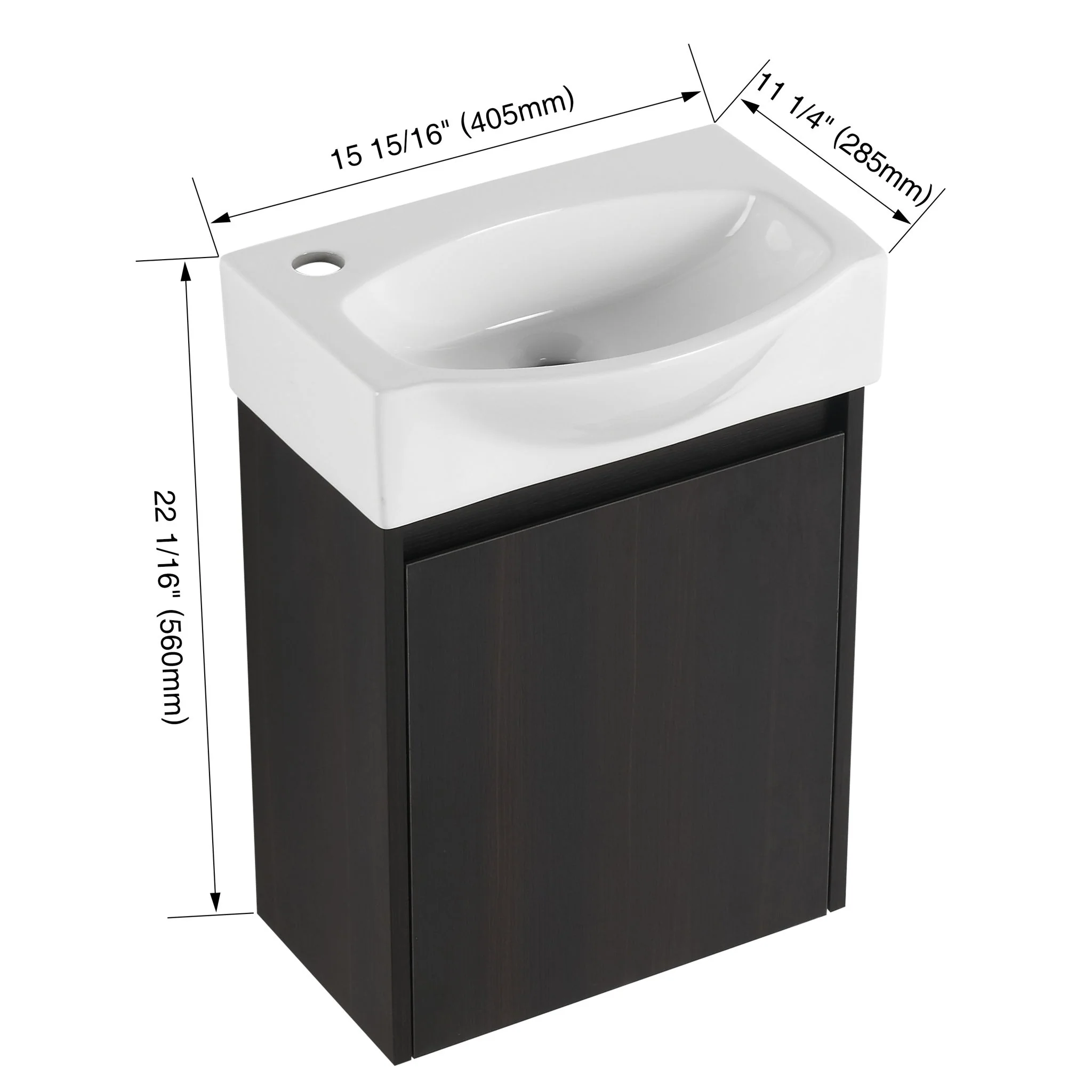 Modern Bathroom Vanity With Ceramic Basin, Wall Mounted Floating Sink Combo, Storage Cabinet - Image 29