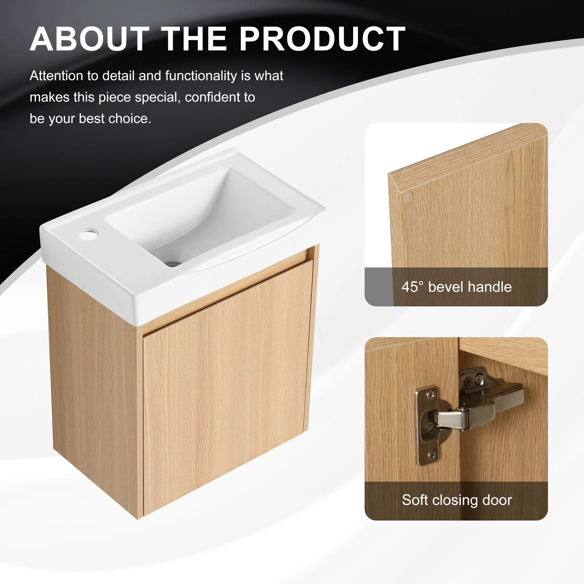 Modern Bathroom Vanity With Ceramic Basin, Wall Mounted Floating Sink Combo, Storage Cabinet - Image 50